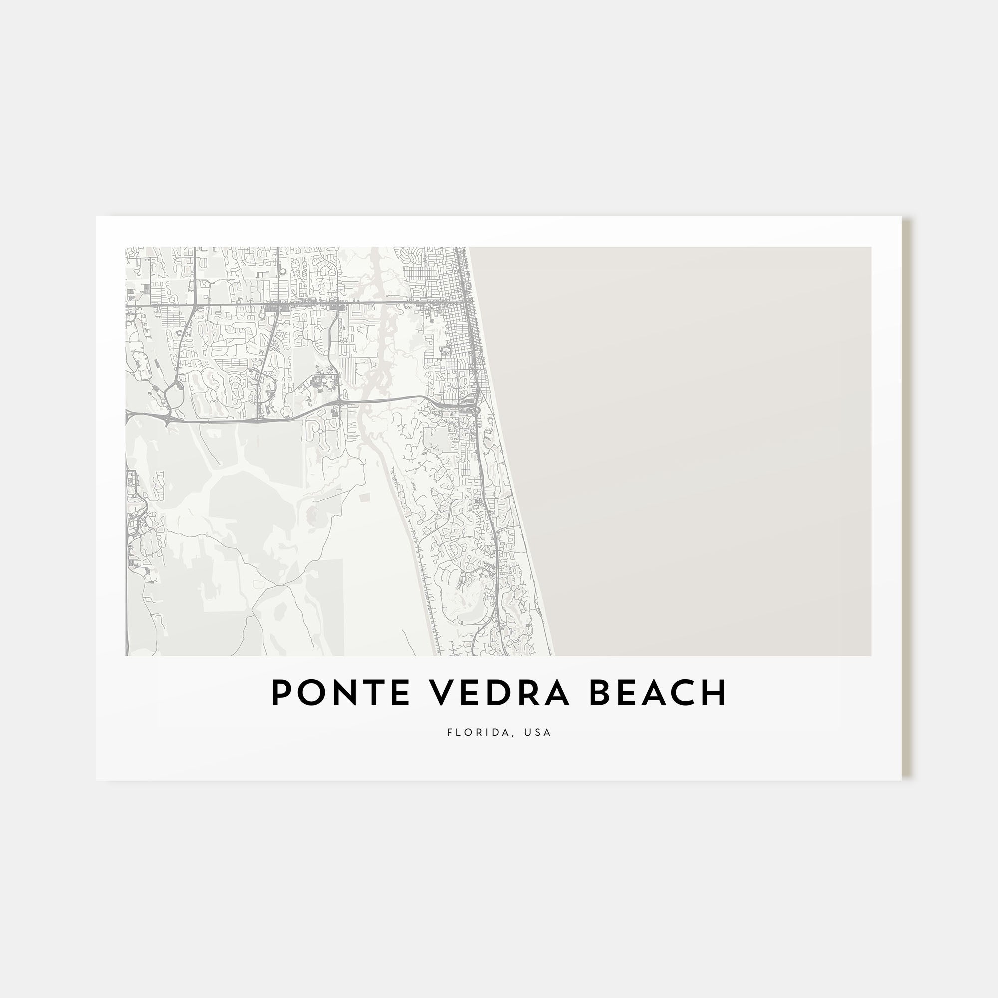 Ponte Vedra Beach Map Landscape Poster