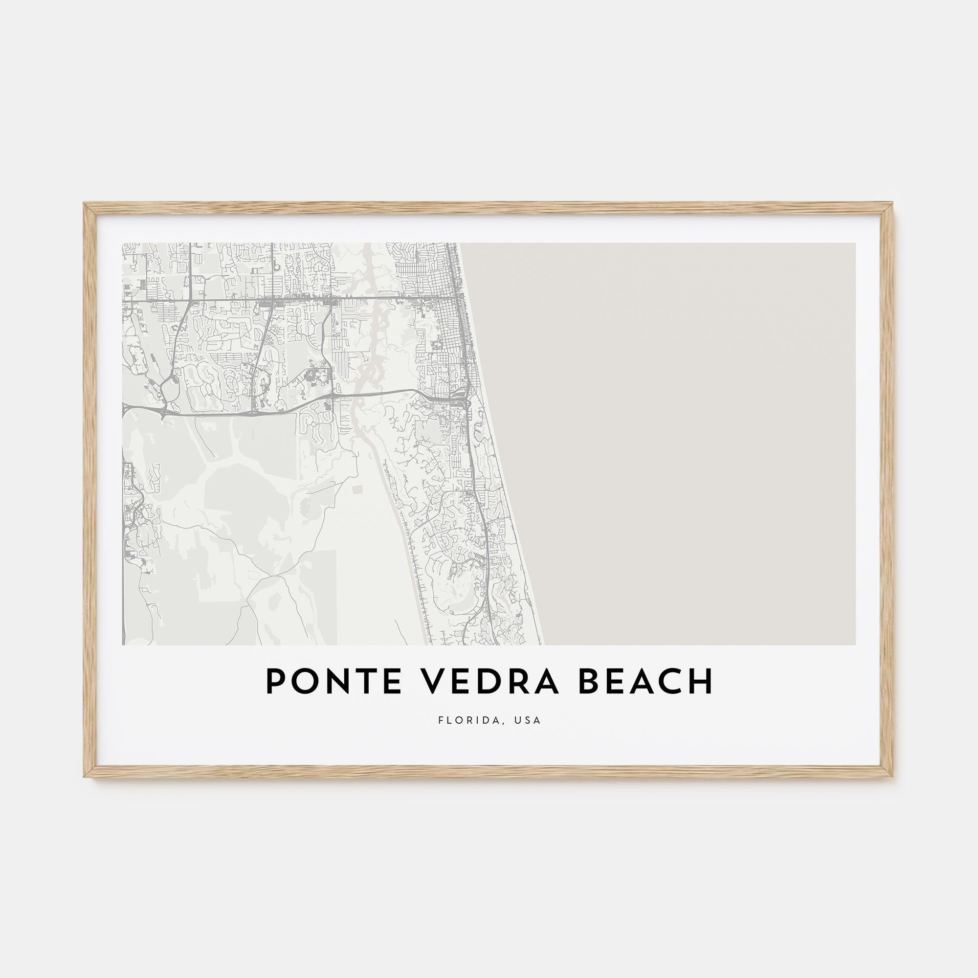 Ponte Vedra Beach Map Landscape Poster