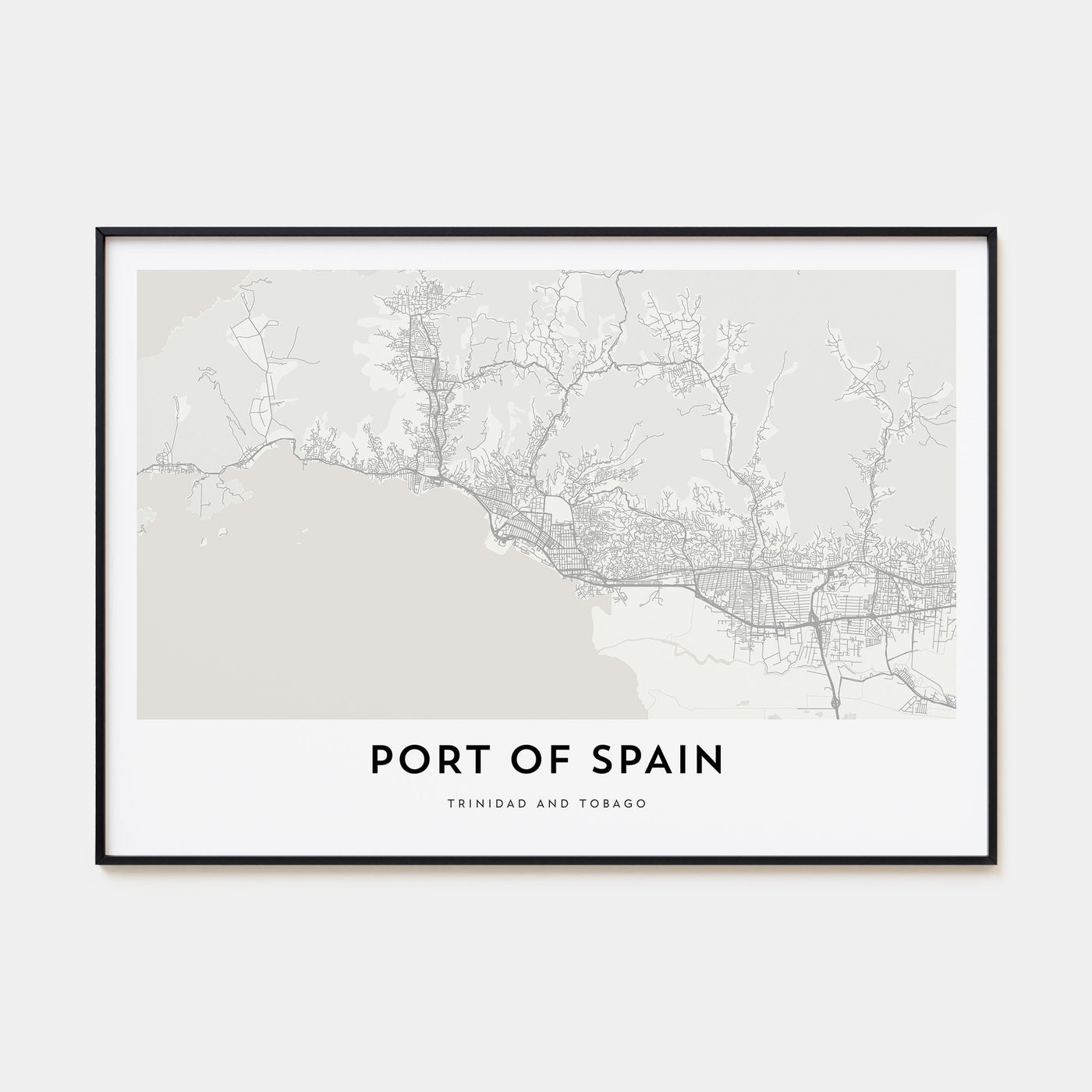 Port of Spain Map Landscape Poster
