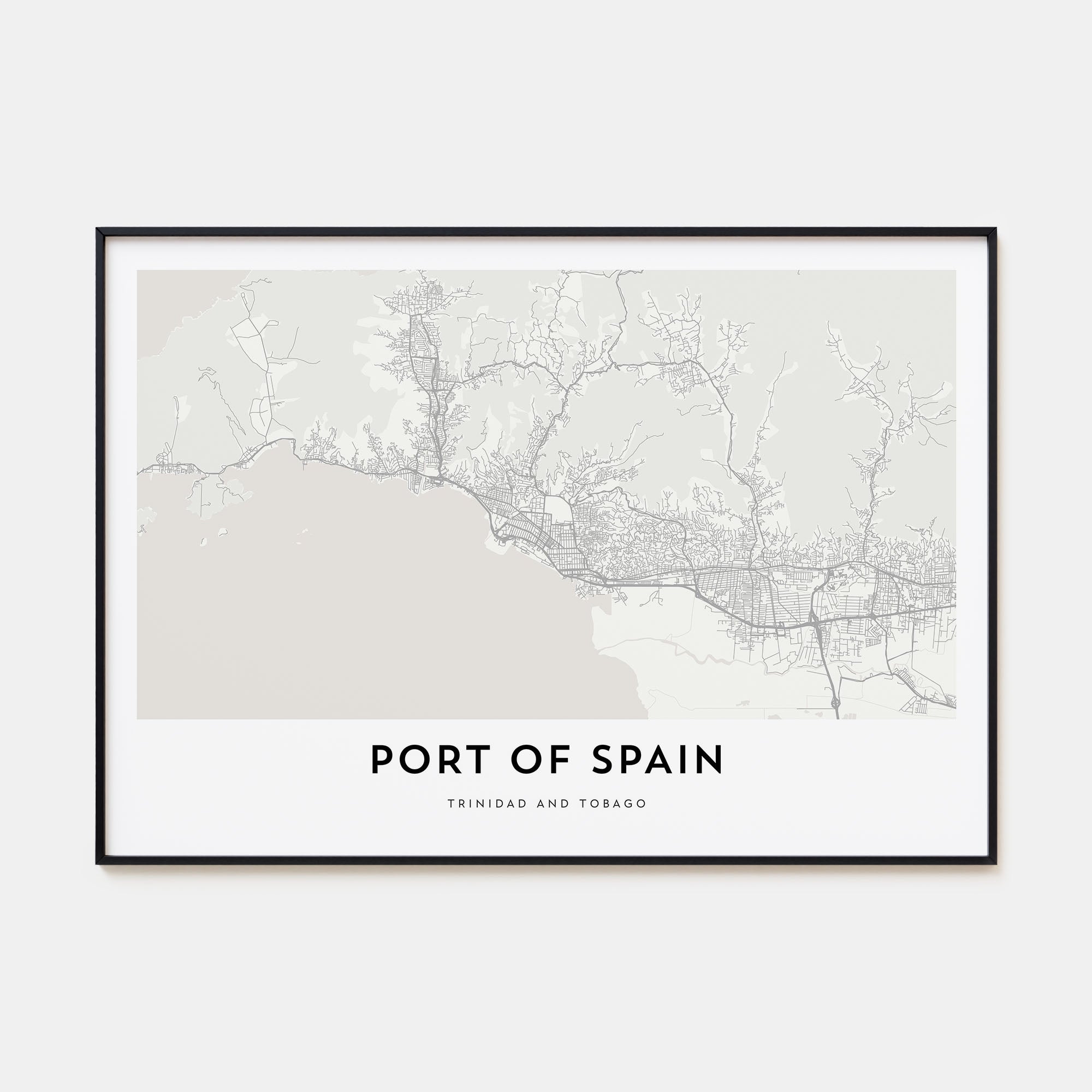 Port of Spain Map Landscape Poster