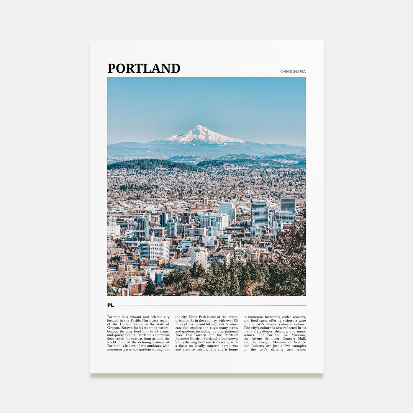 Portland, Oregon Travel Color Poster