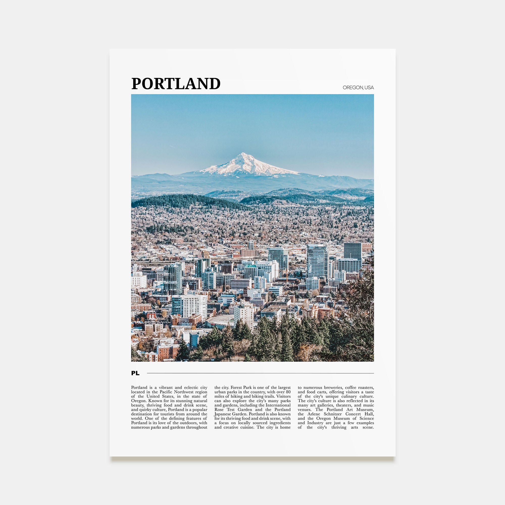Portland, Oregon Travel Color Poster