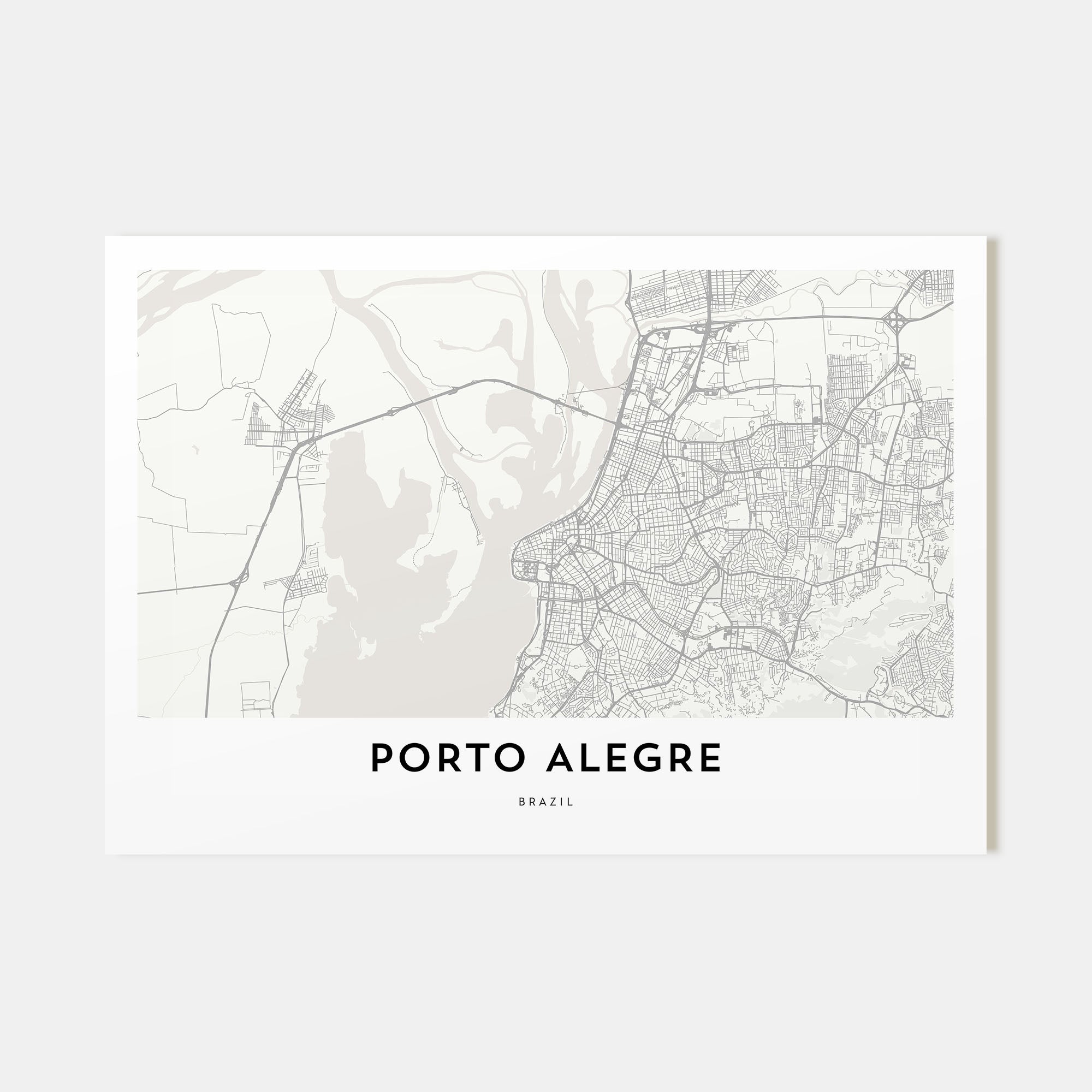 Porto Alegre Map Landscape Poster