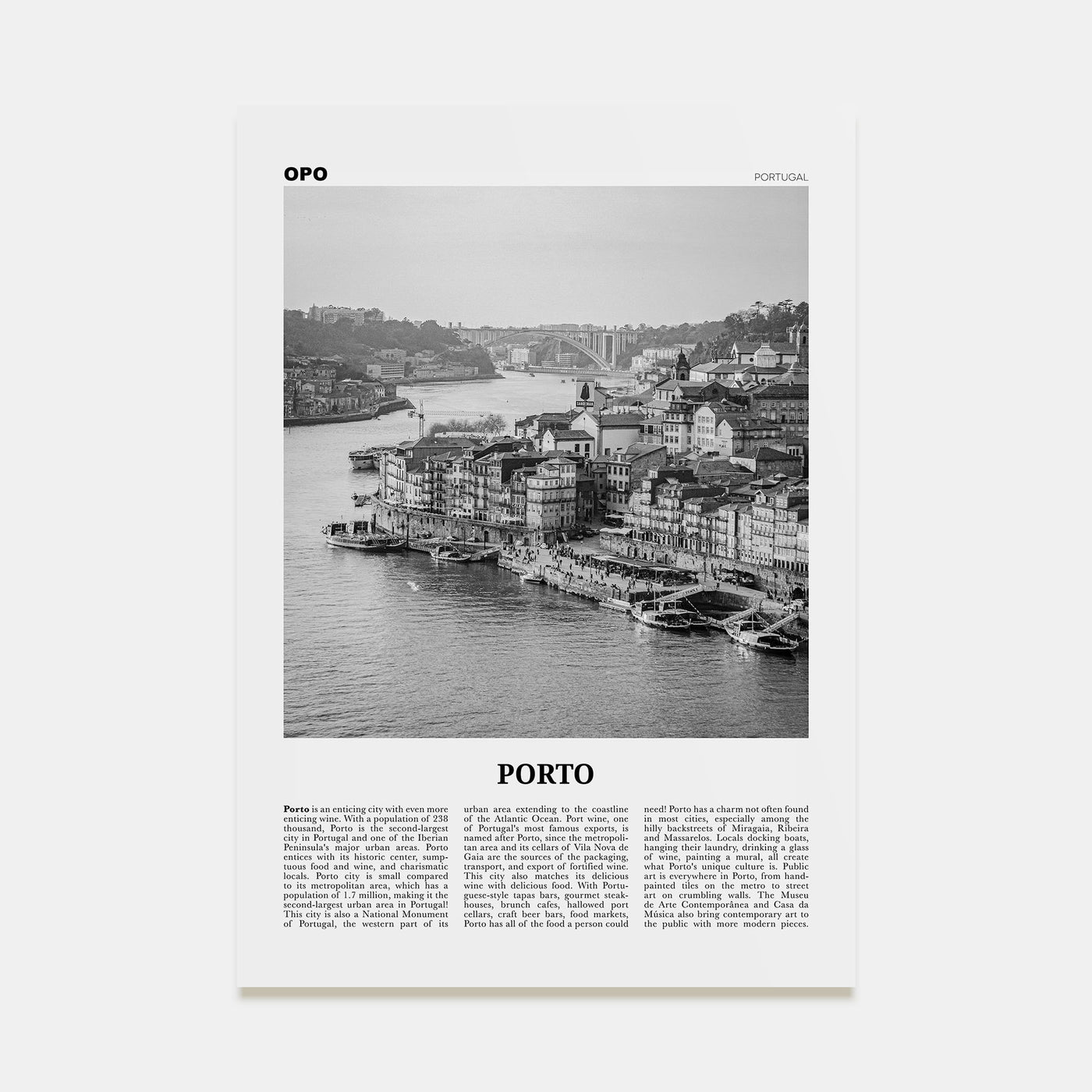 Porto Travel B&W Poster