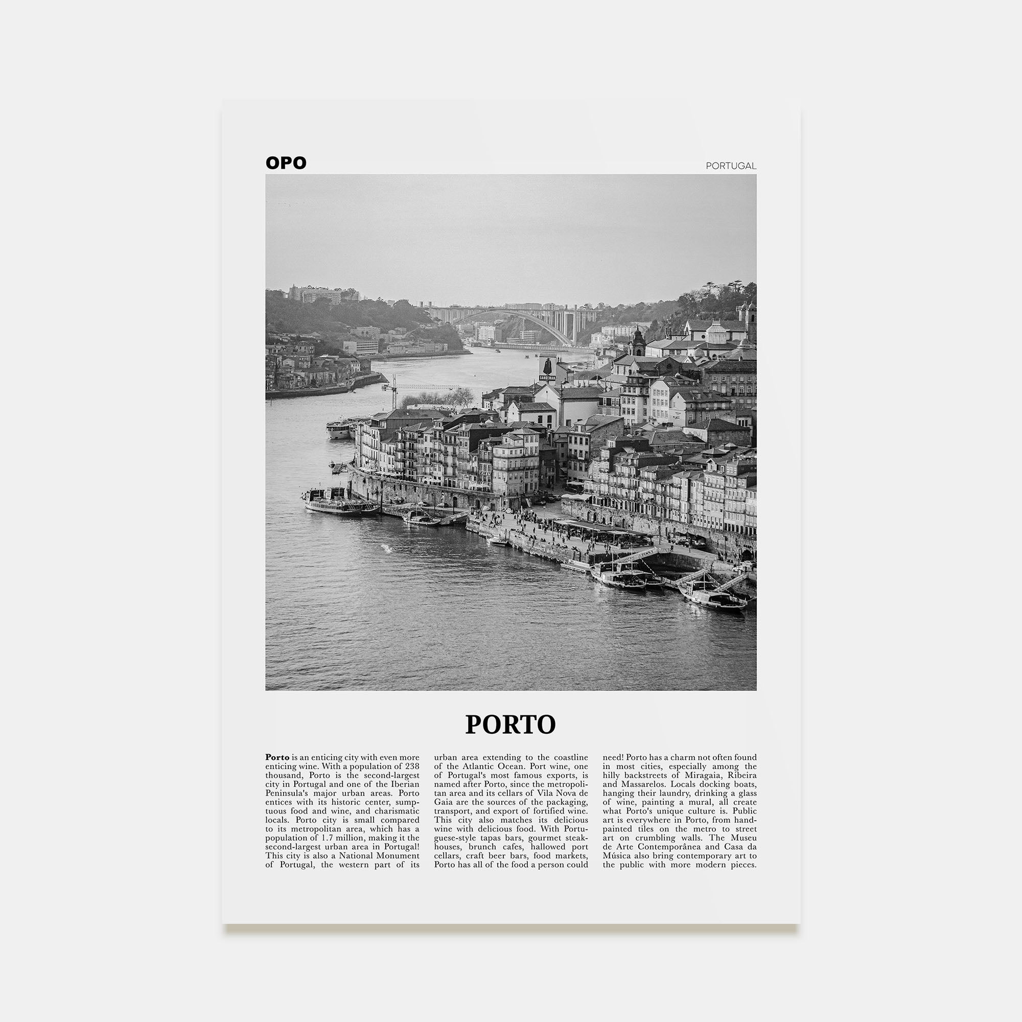 Porto Travel B&W Poster