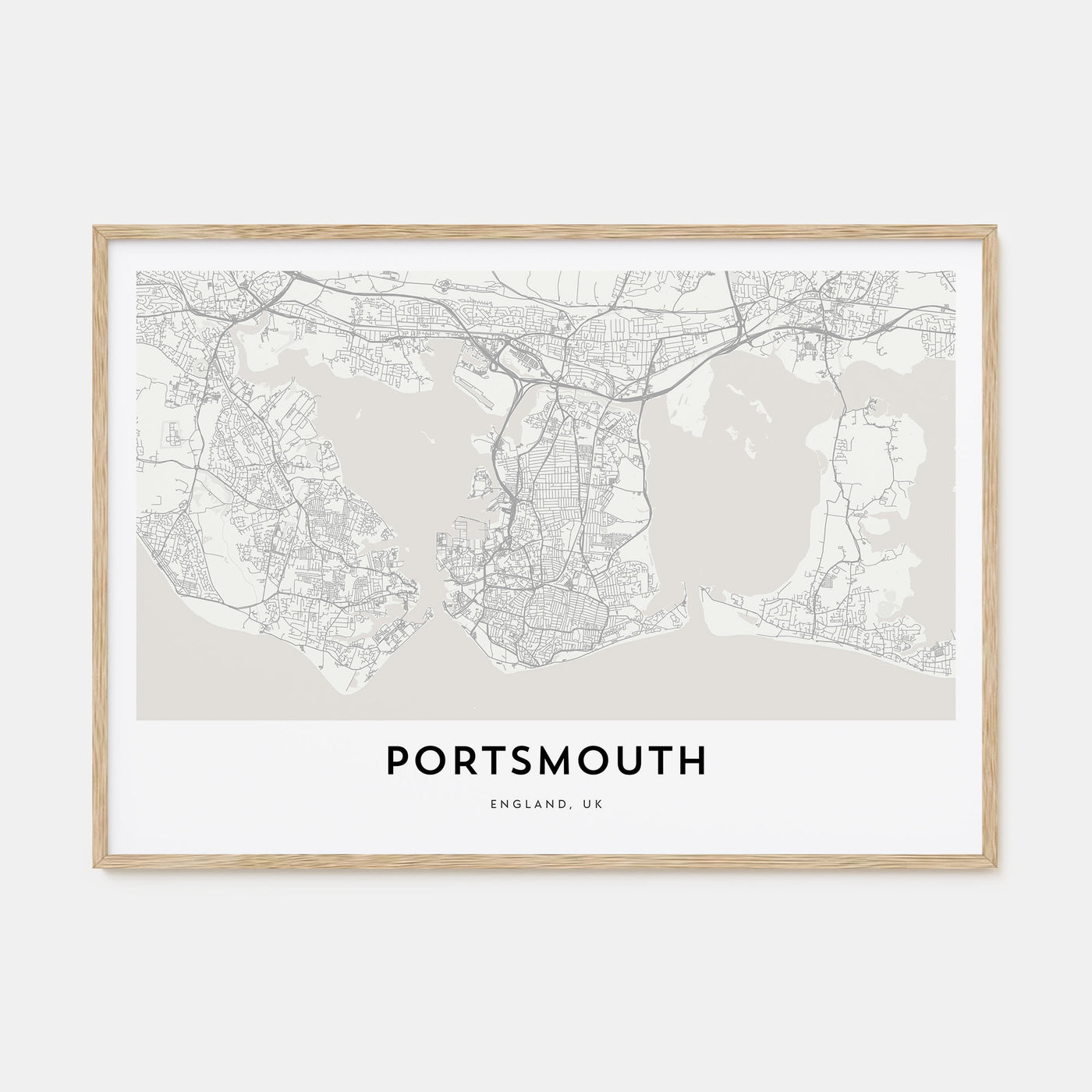 Portsmouth, England Map Landscape Poster