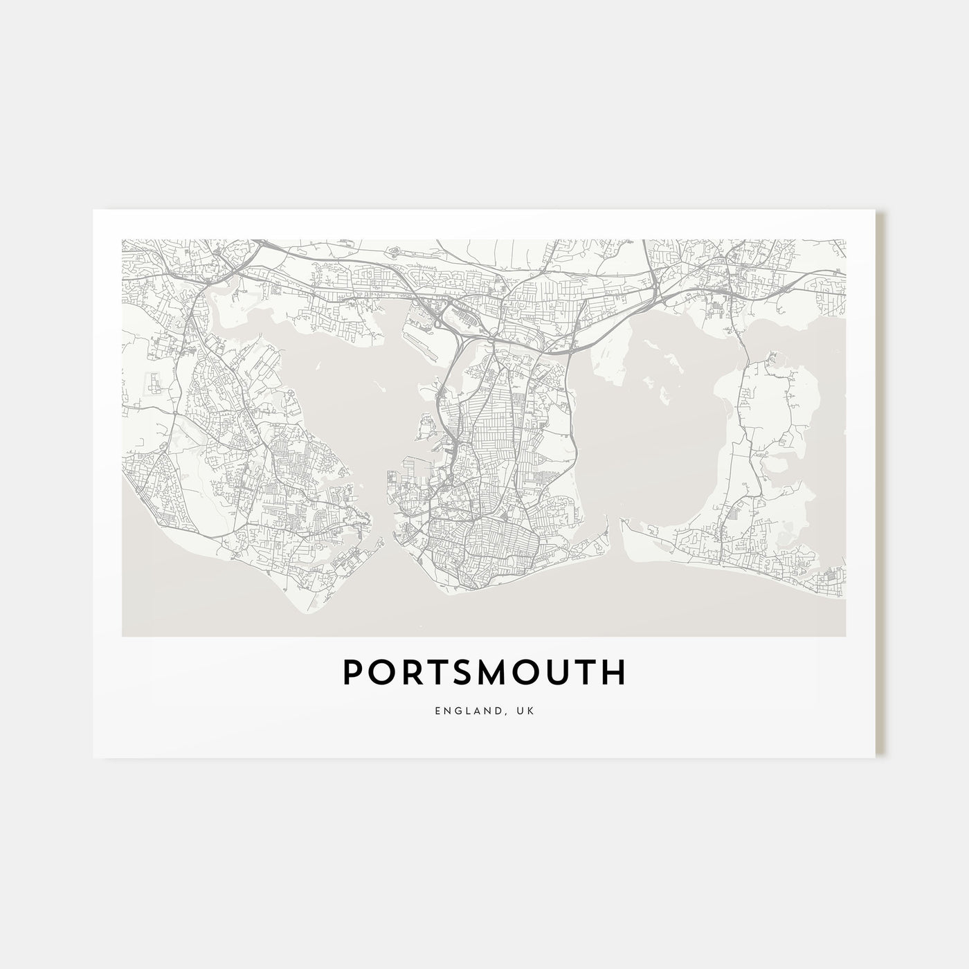 Portsmouth, England Map Landscape Poster
