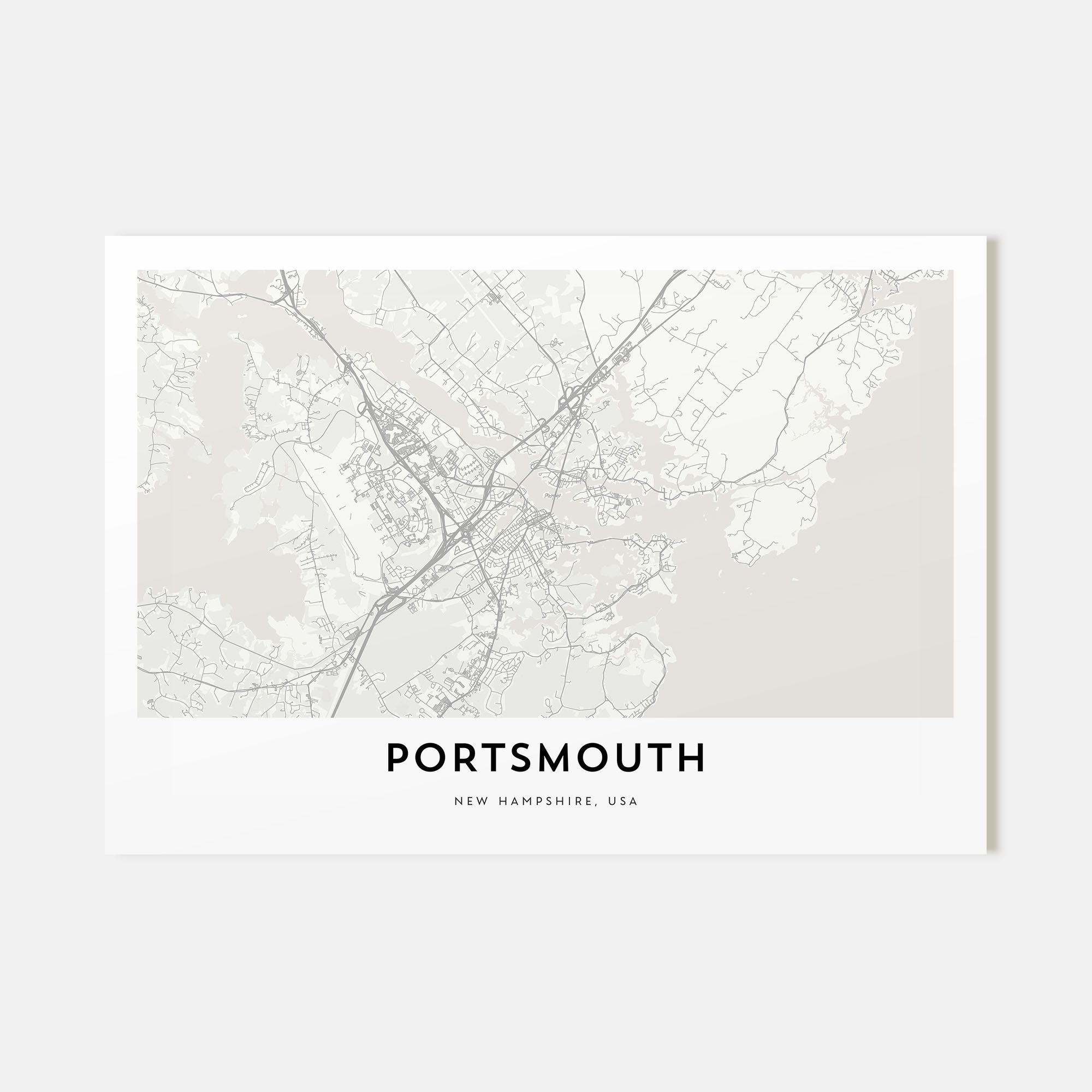 Portsmouth, New Hampshire Map Landscape Poster