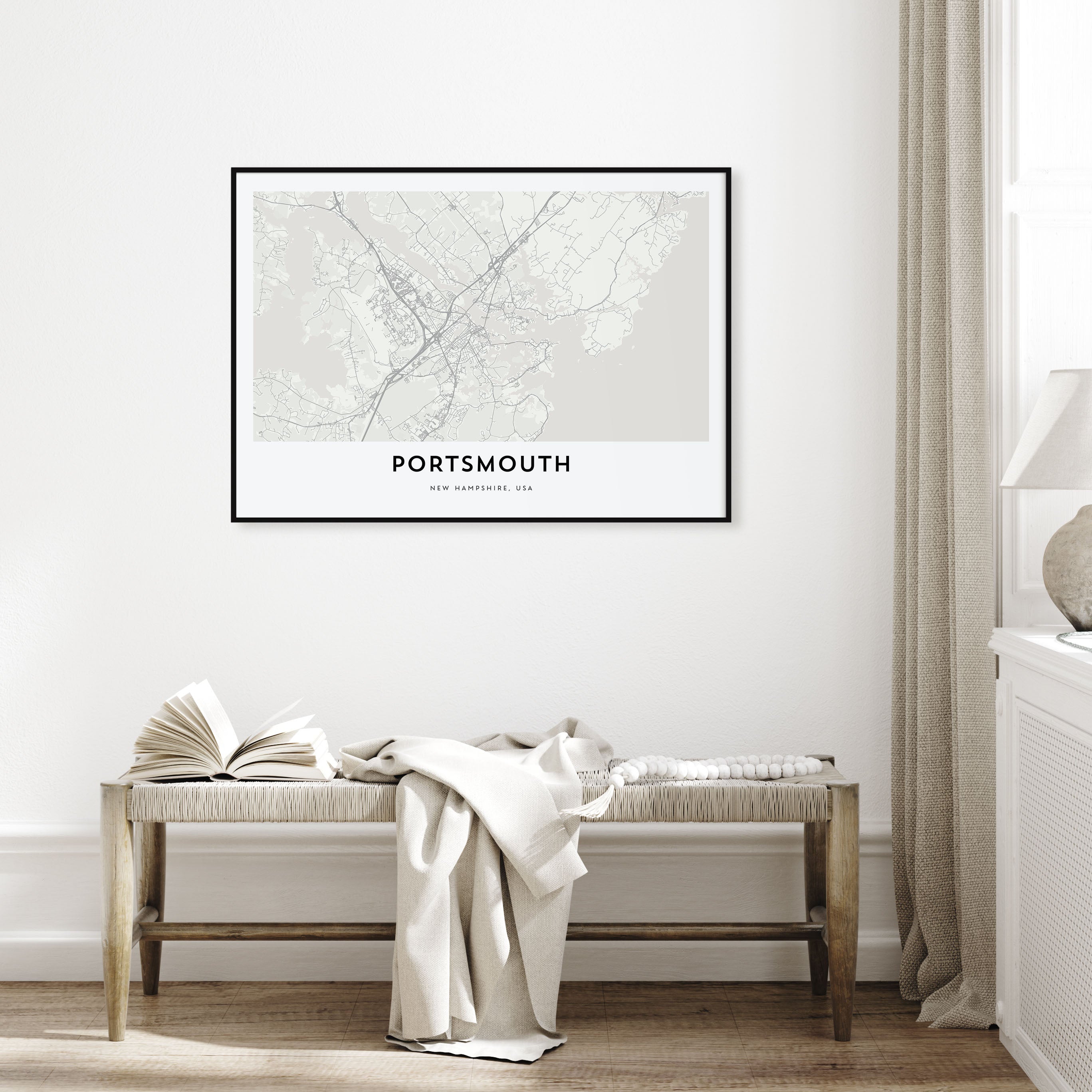 Portsmouth, New Hampshire Map Landscape Poster