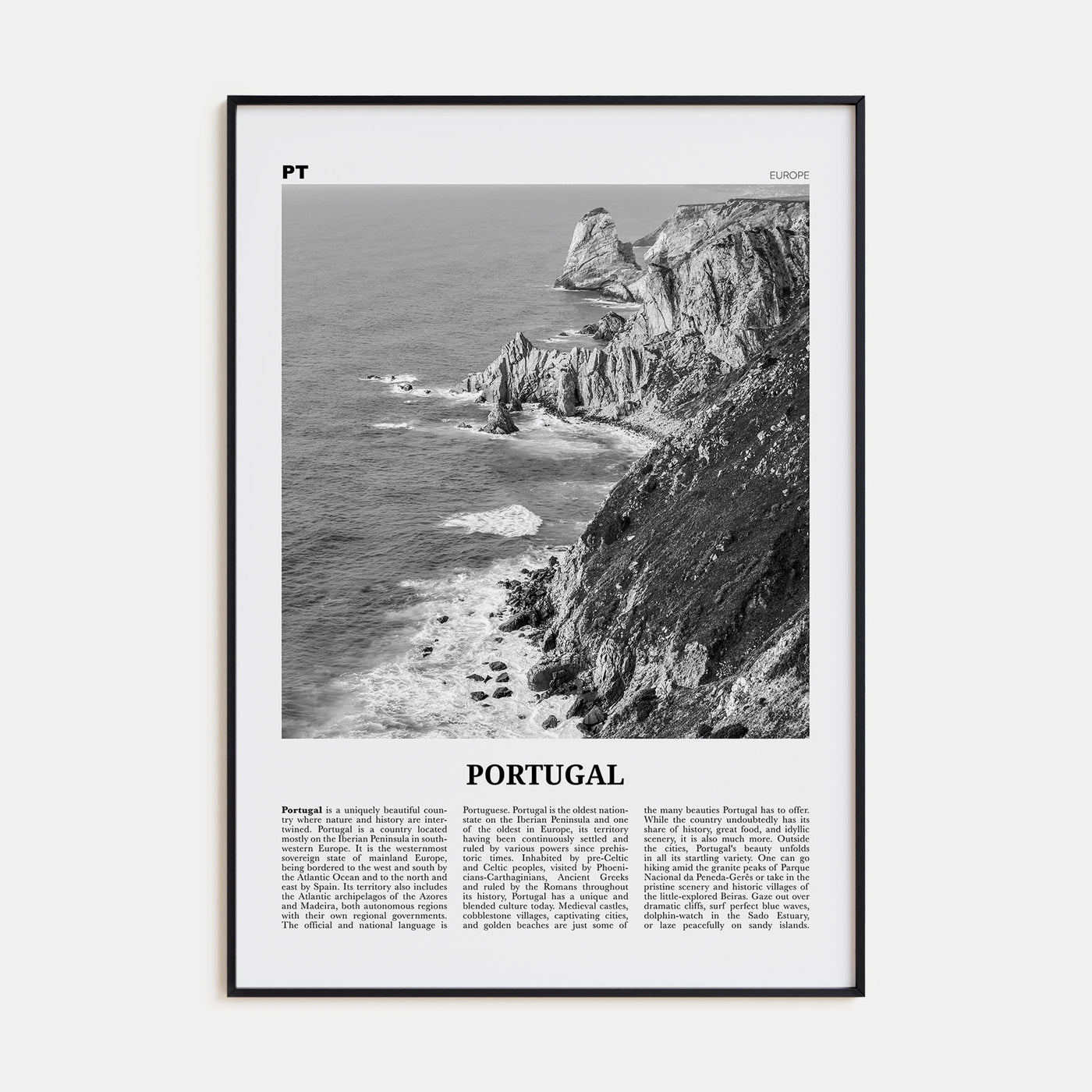 Portugal Travel B&W No 1 Poster