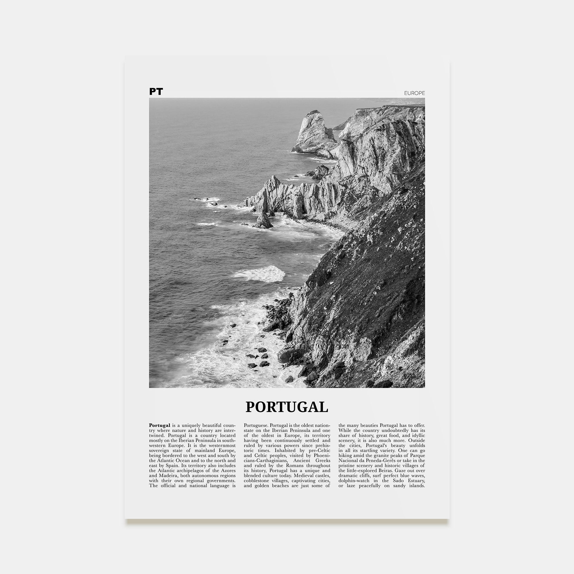 Portugal Travel B&W No 1 Poster