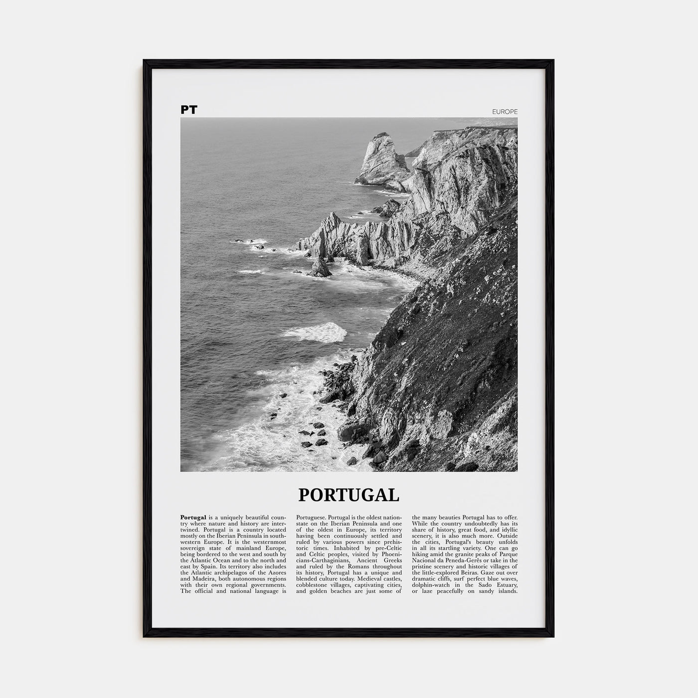 Portugal Travel B&W No 1 Poster