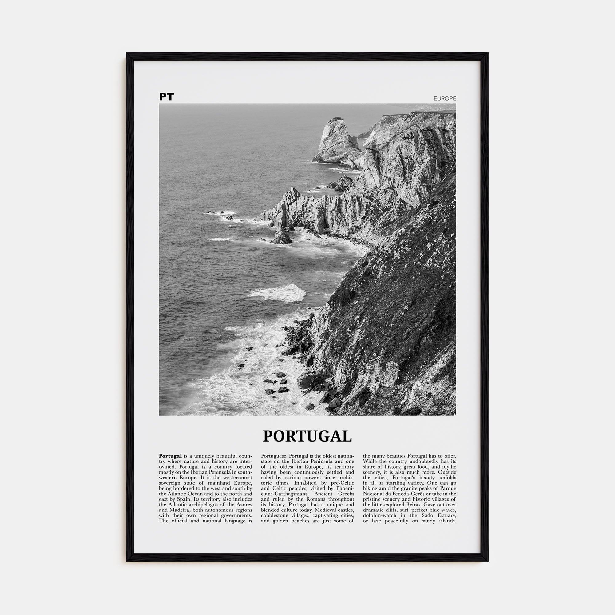 Portugal Travel B&W No 1 Poster