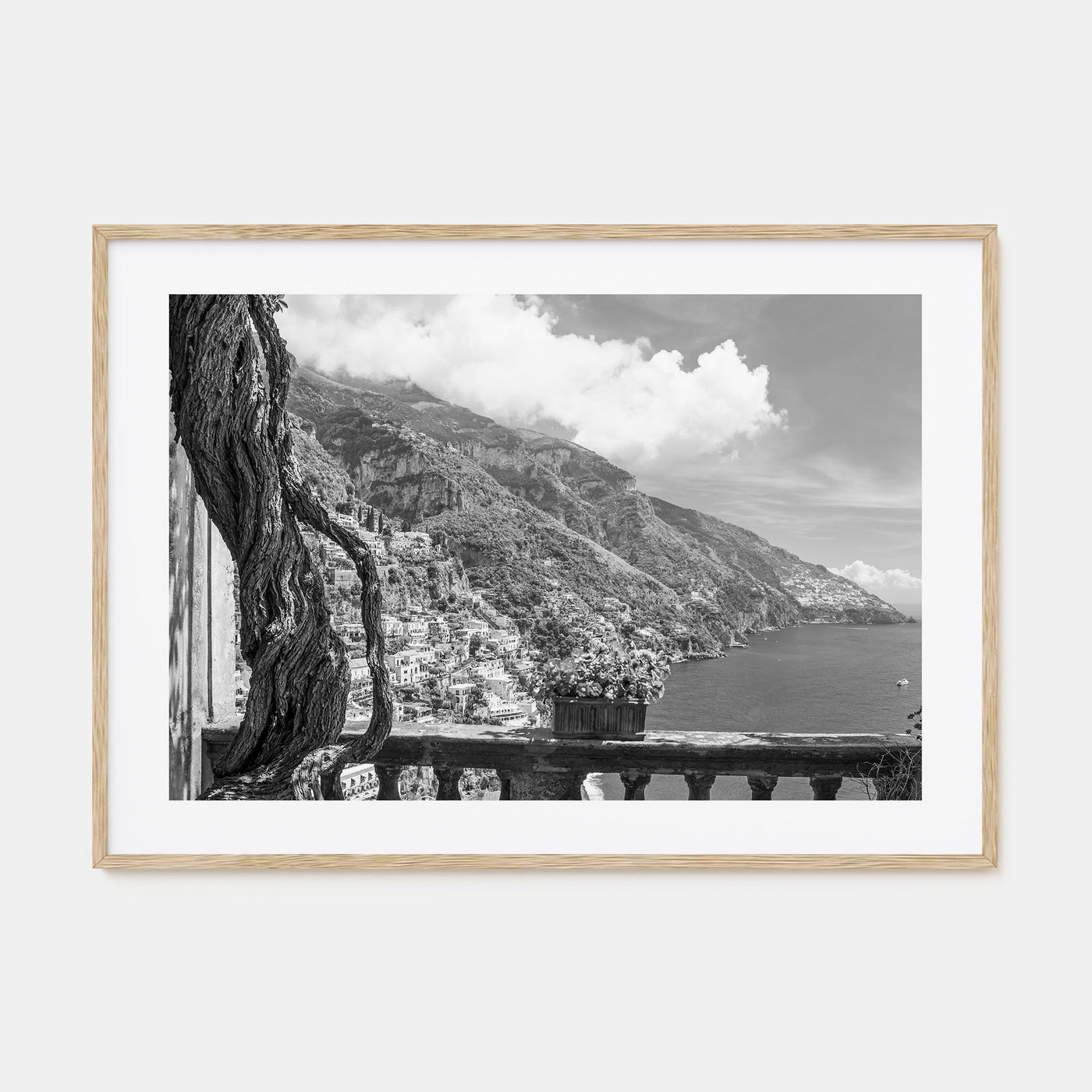 Positano Landscape B&W No 1 Poster