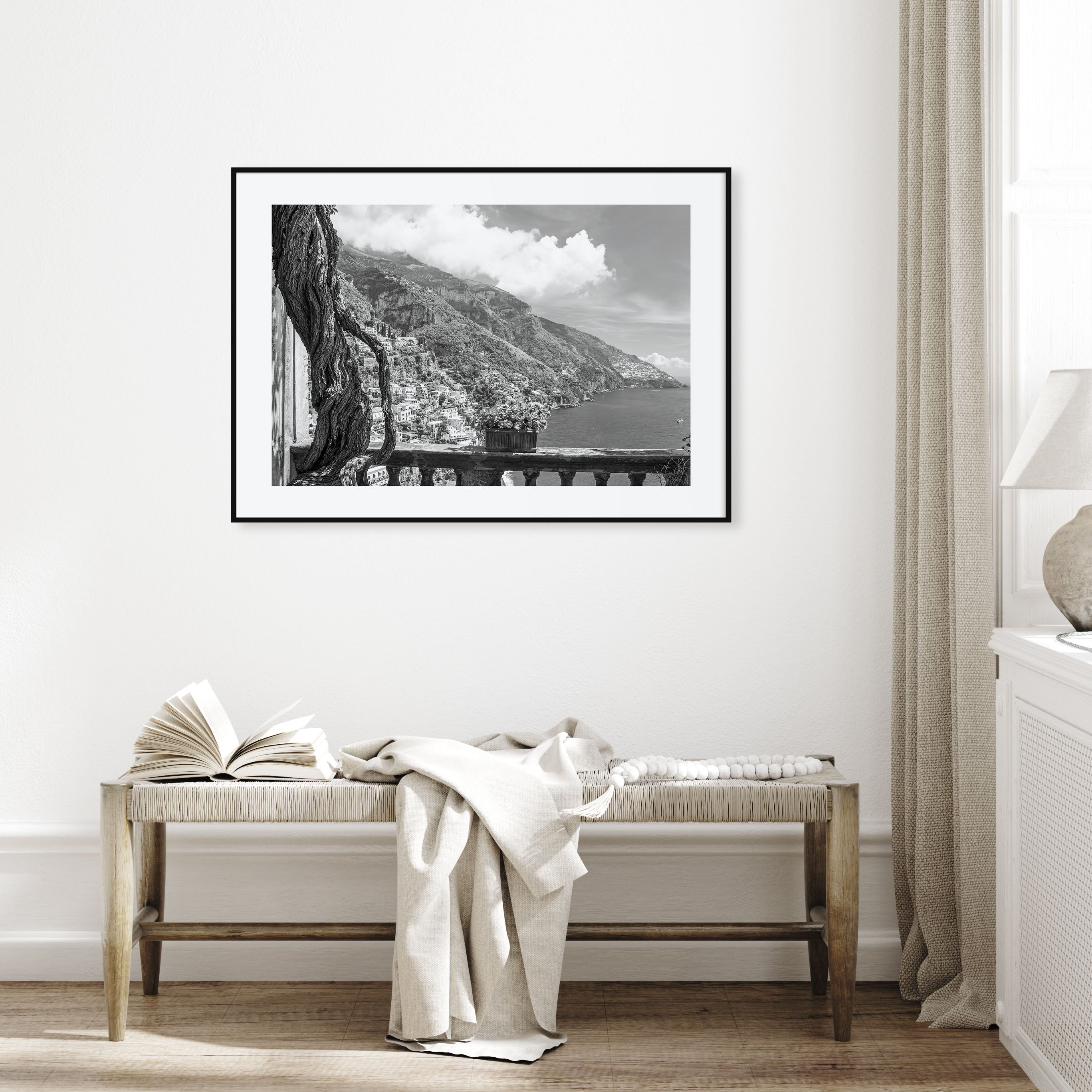 Positano Landscape B&W No 1 Poster