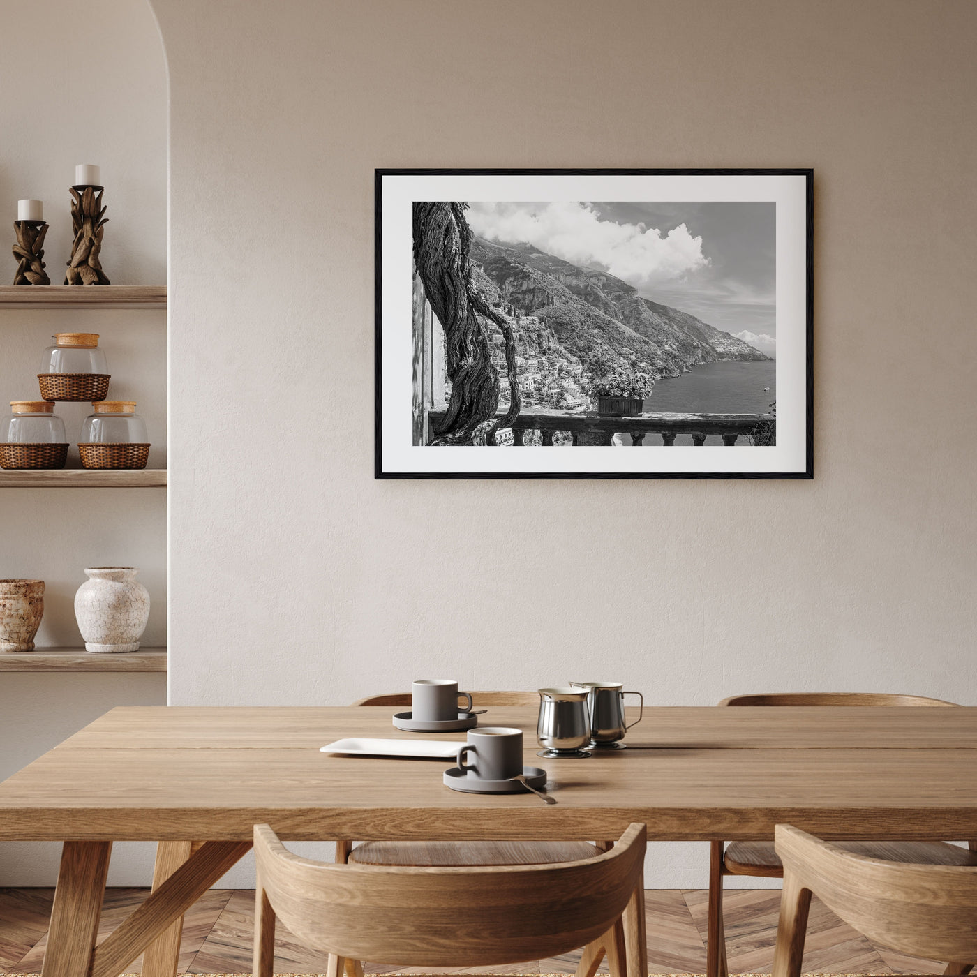 Positano Landscape B&W No 1 Poster