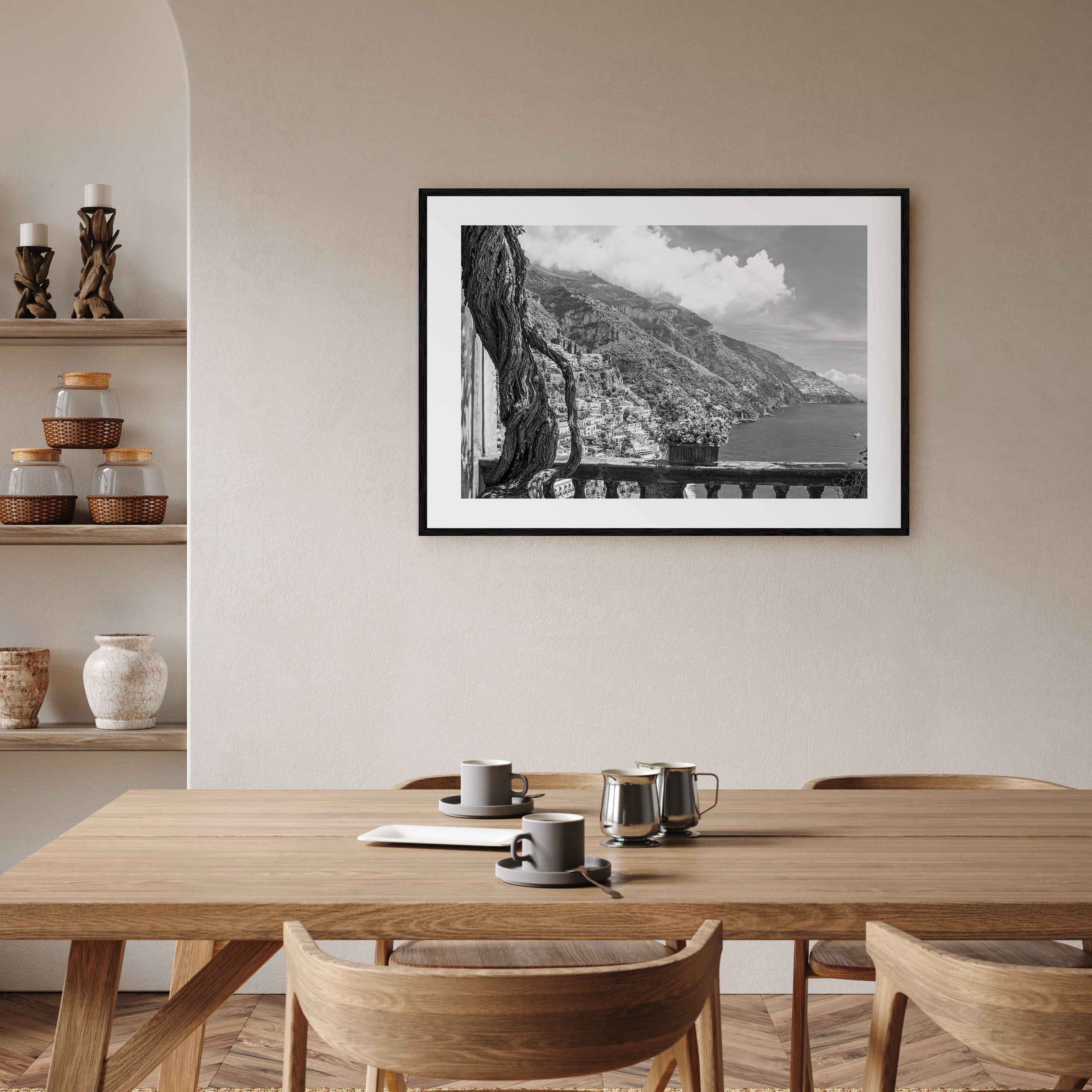 Positano Landscape B&W No 1 Poster