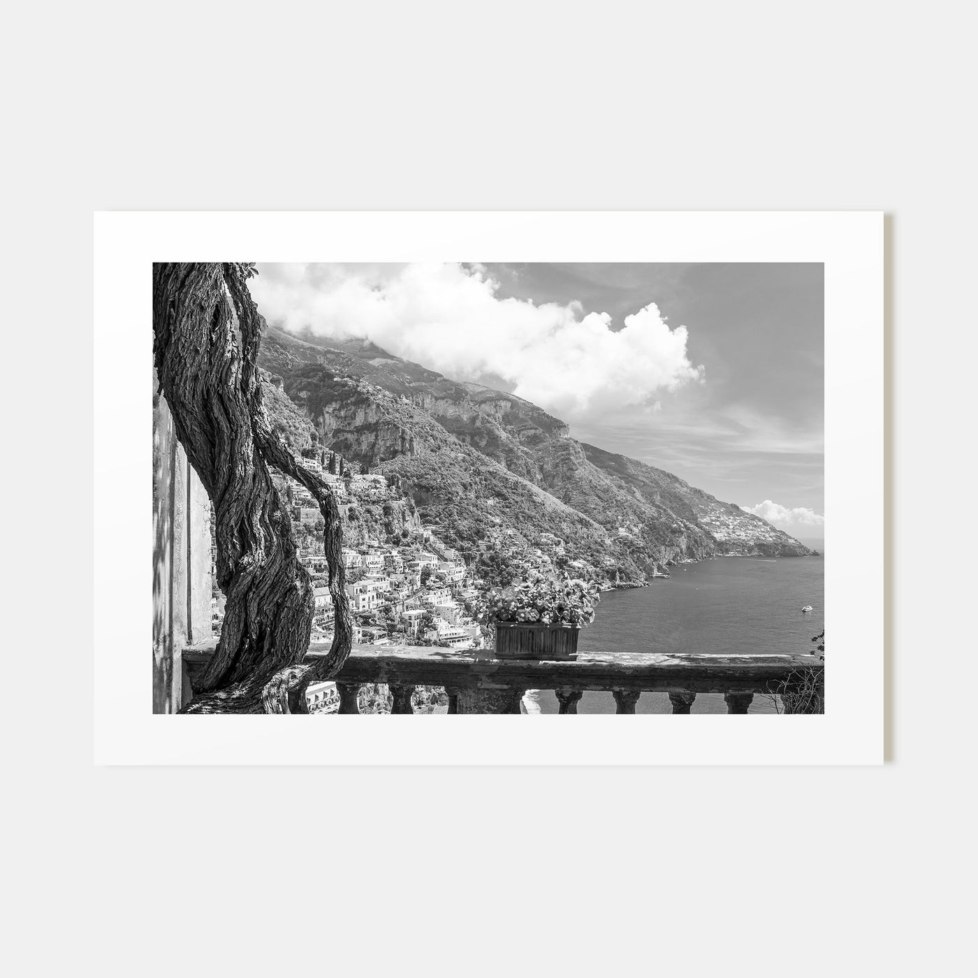Positano Landscape B&W No 1 Poster