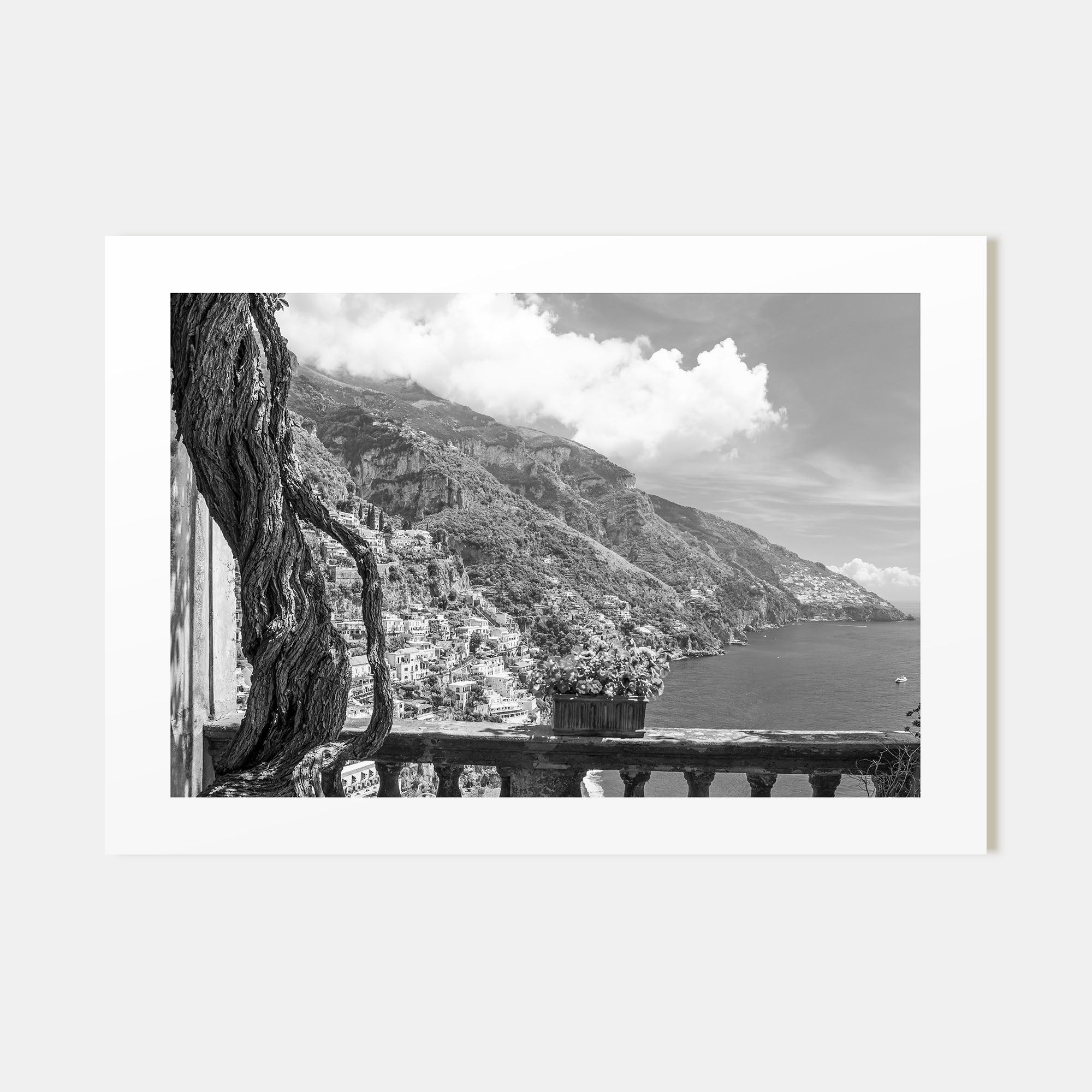 Positano Landscape B&W No 1 Poster