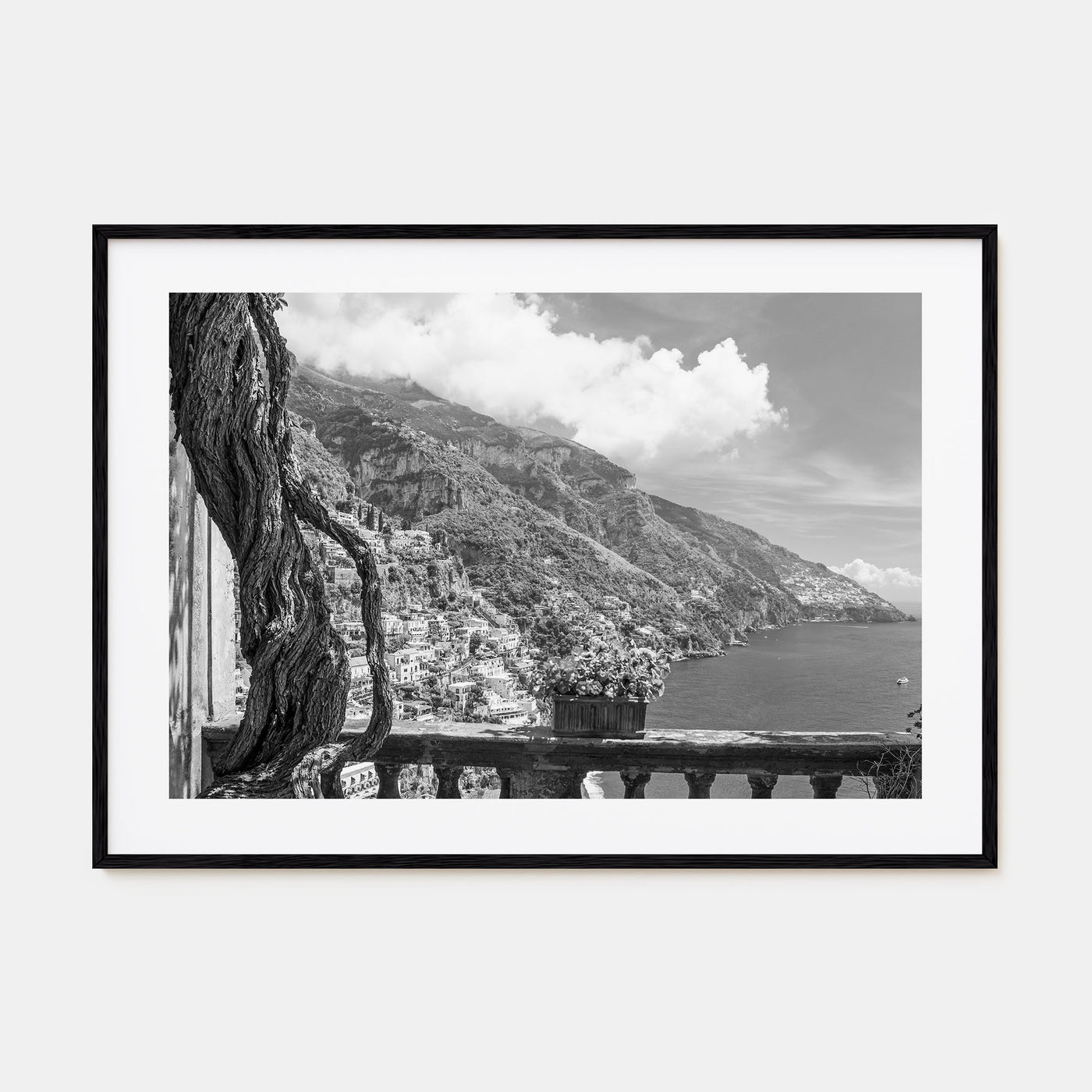 Positano Landscape B&W No 1 Poster