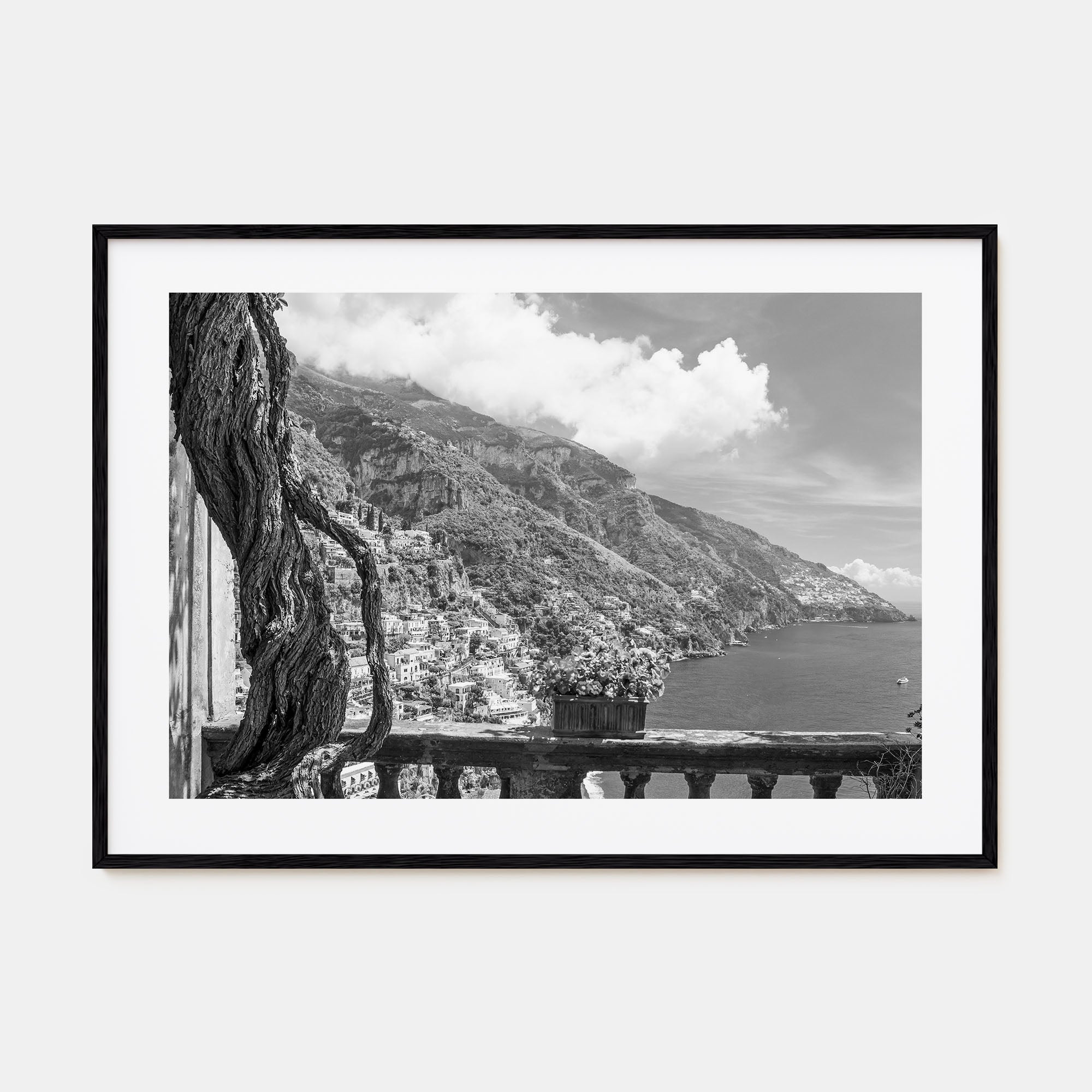 Positano Landscape B&W No 1 Poster