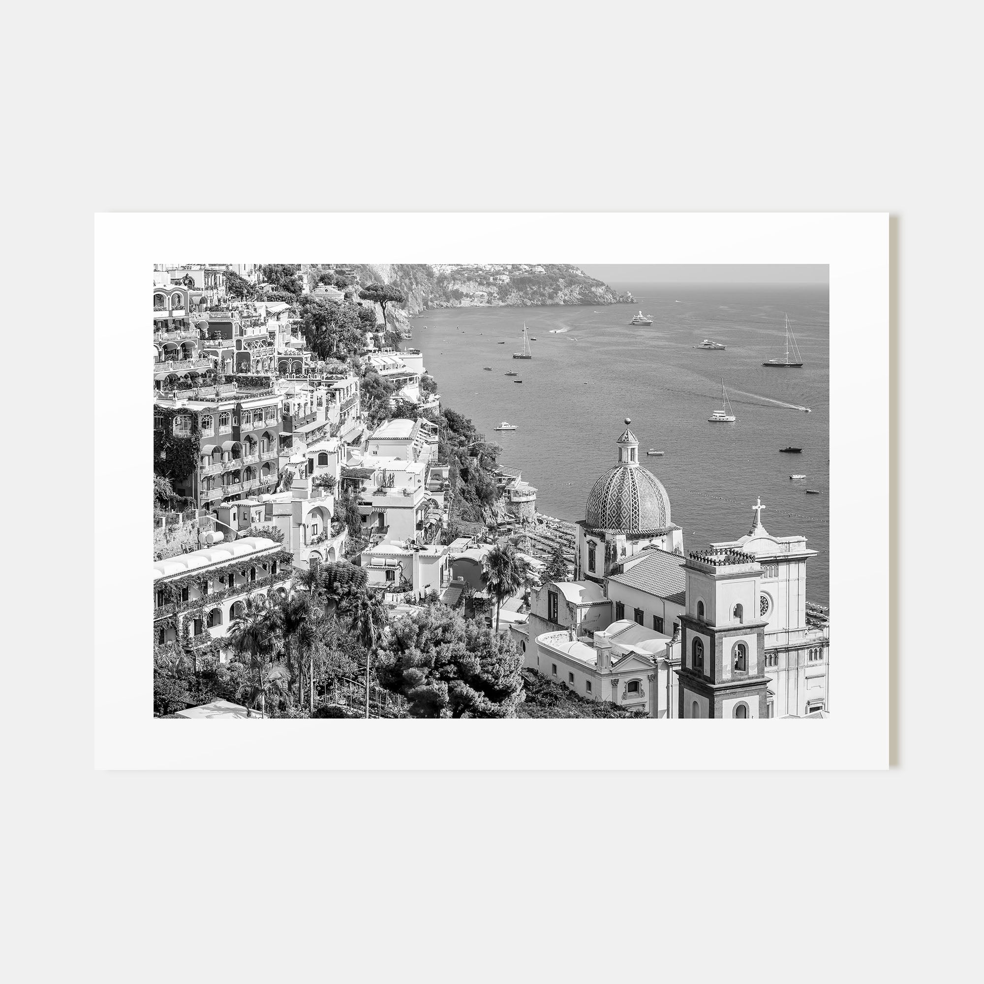 Positano Landscape B&W No 2 Poster