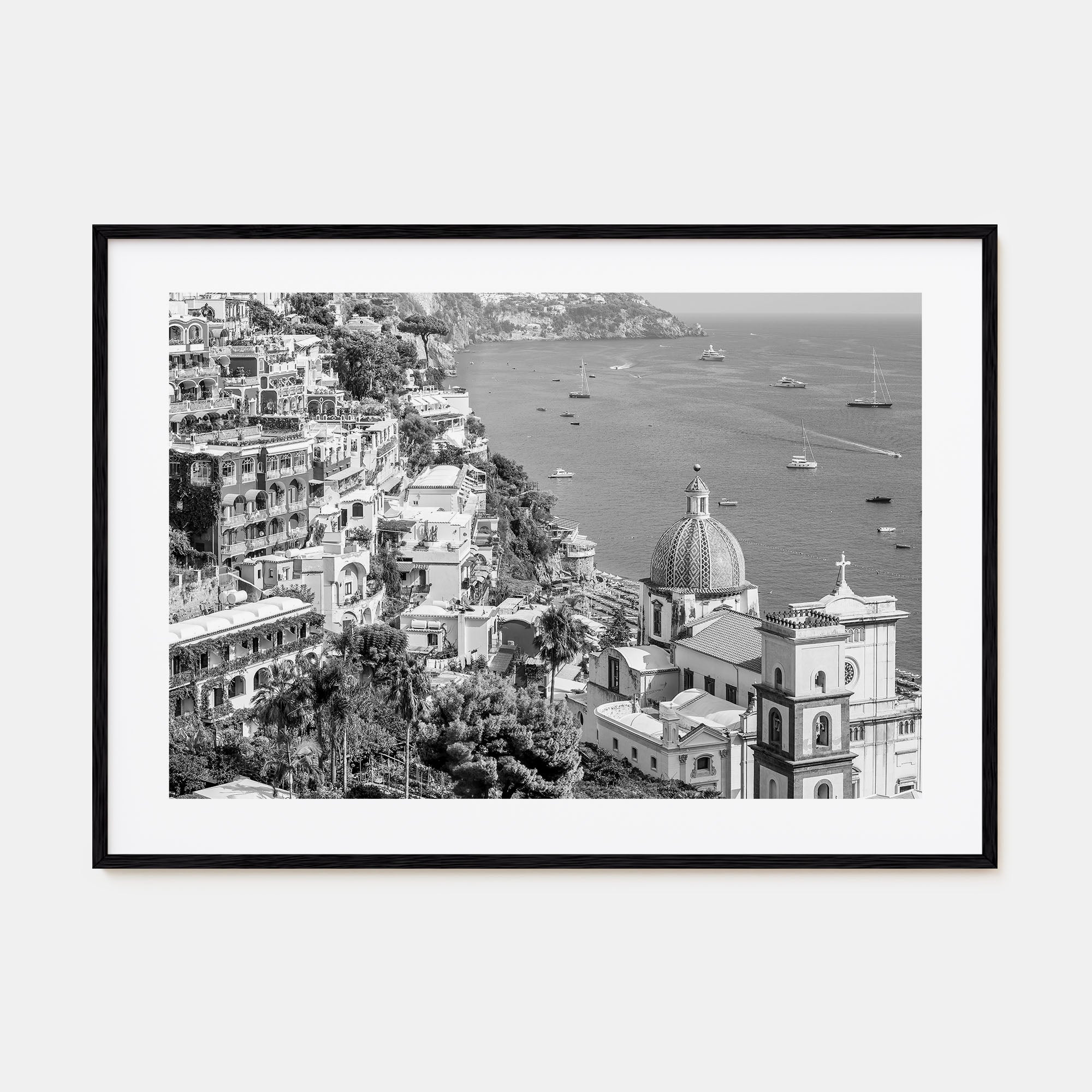 Positano Landscape B&W No 2 Poster