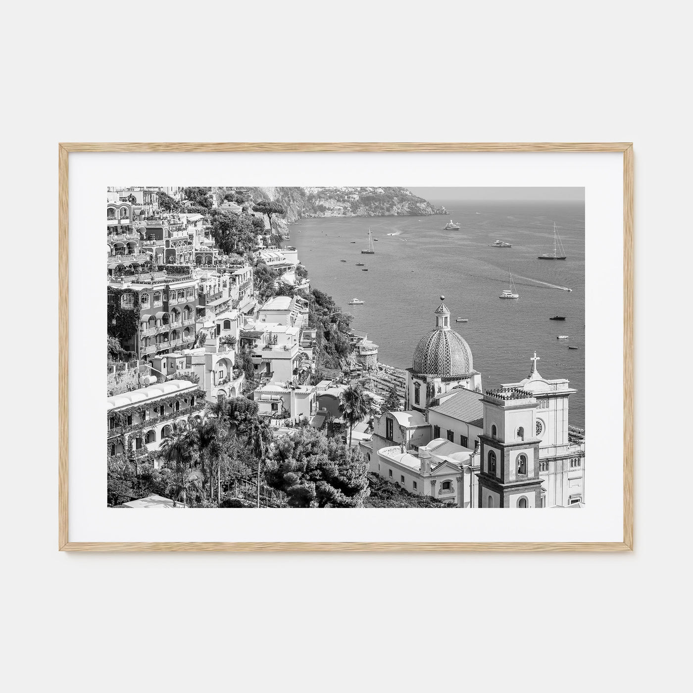 Positano Landscape B&W No 2 Poster