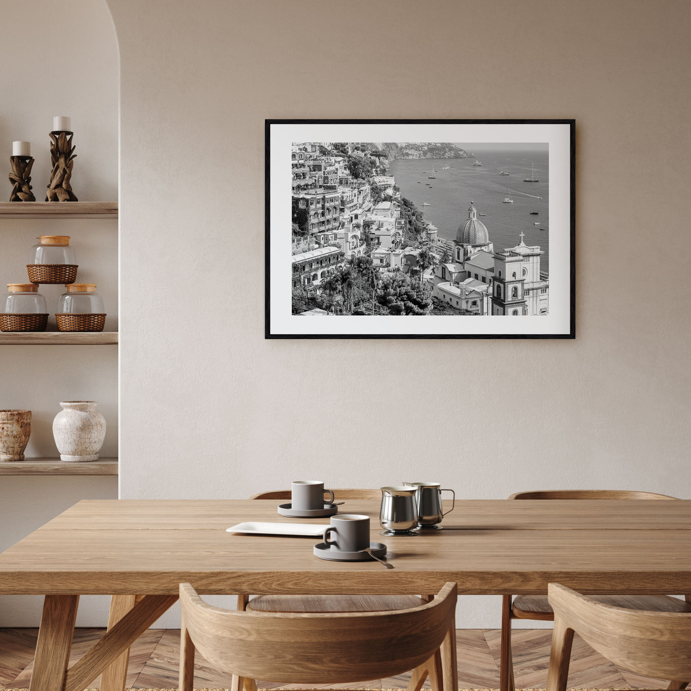Positano Landscape B&W No 2 Poster