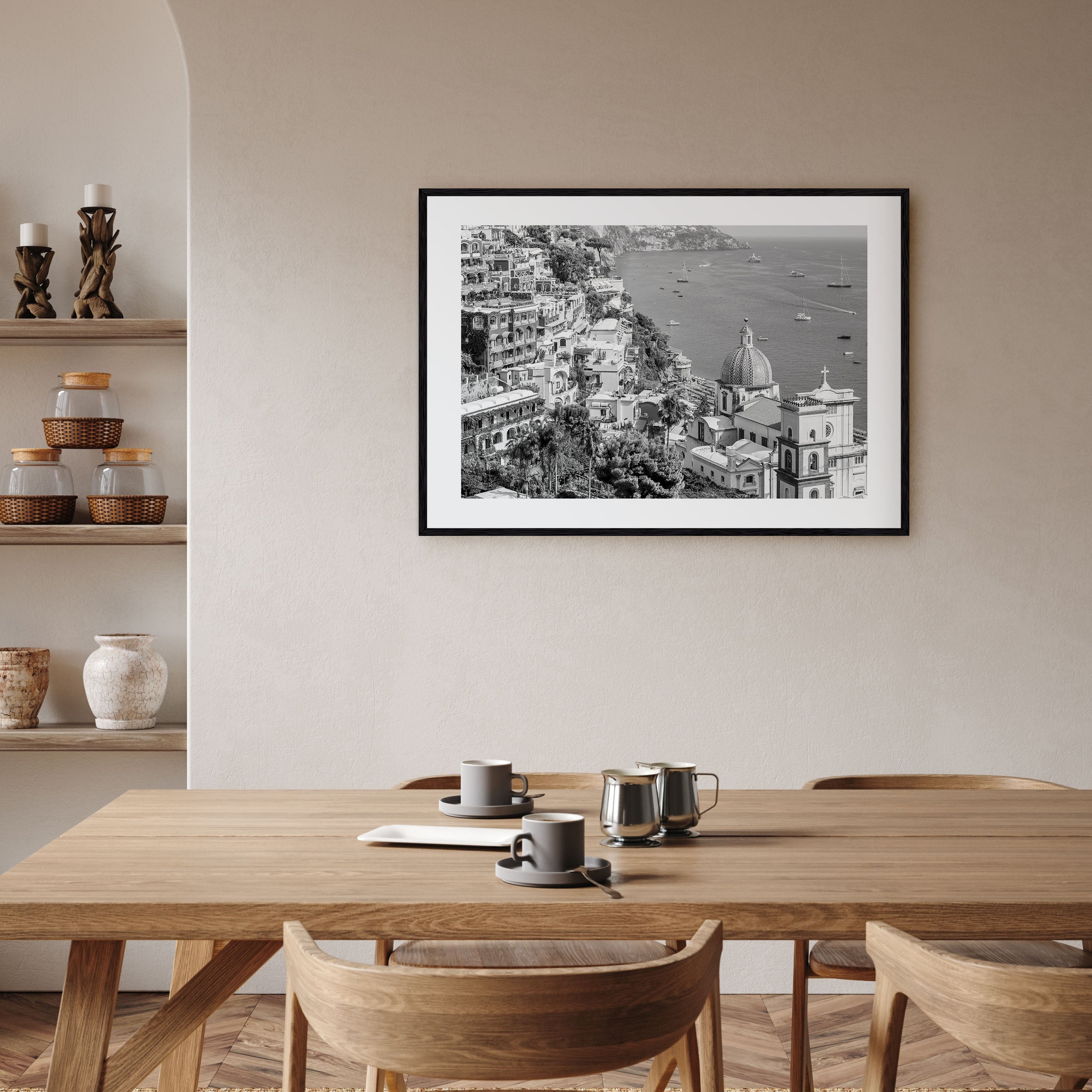 Positano Landscape B&W No 2 Poster