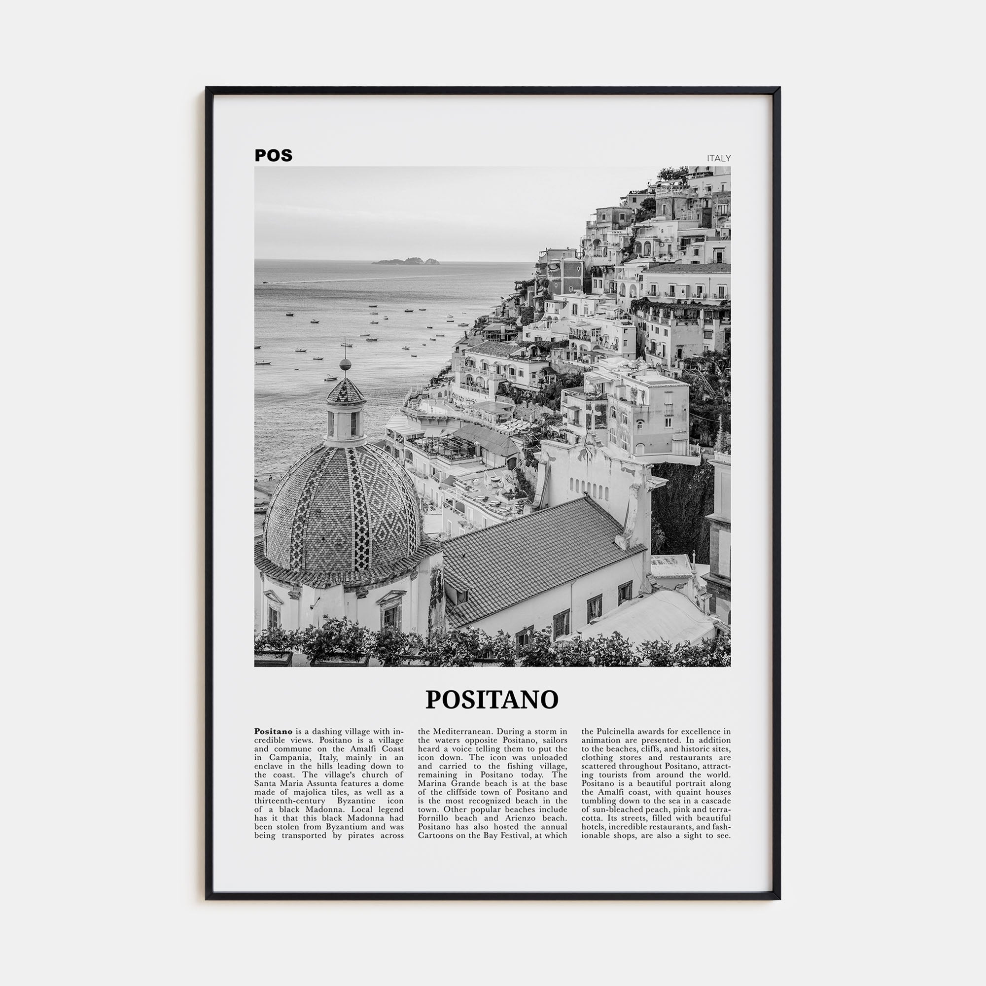 Positano Travel B&W No 1 Poster