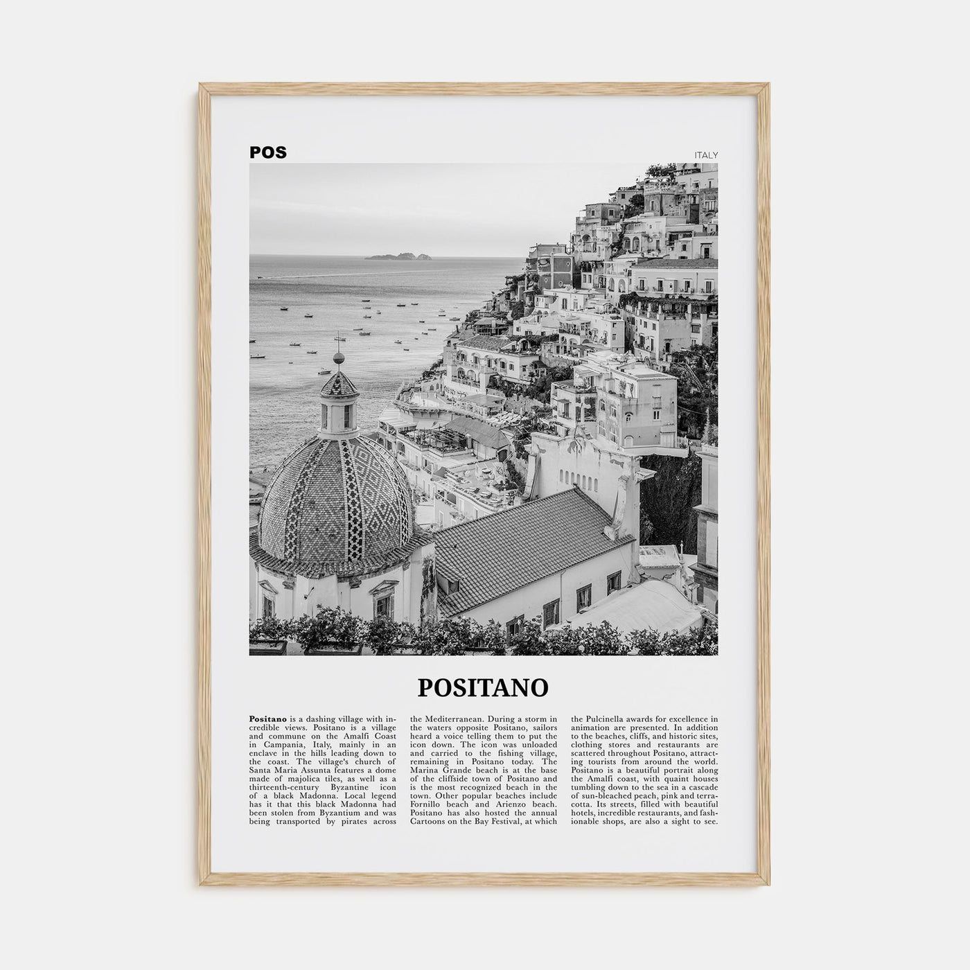 Positano Travel B&W No 1 Poster
