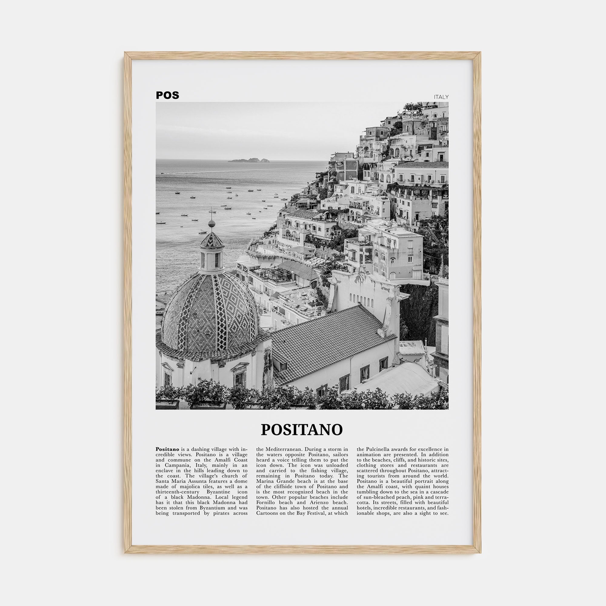 Positano Travel B&W No 1 Poster