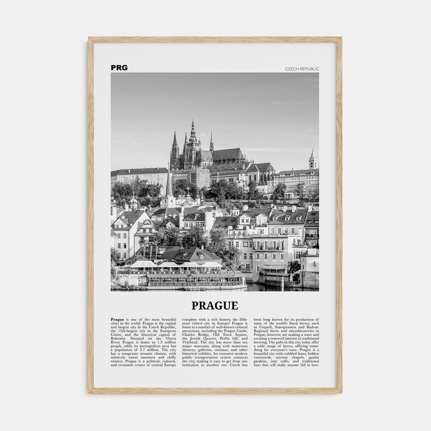 Prague Travel B&W No 1 Poster
