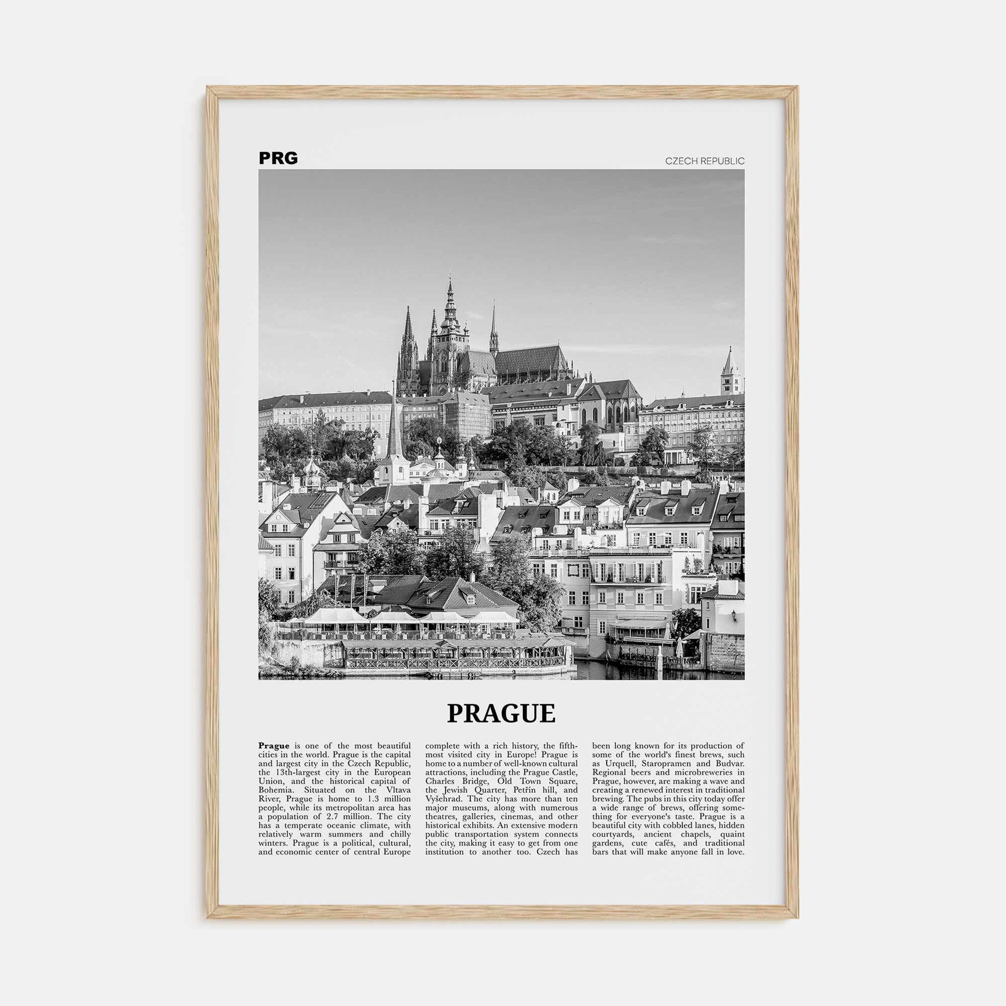 Prague Travel B&W No 1 Poster
