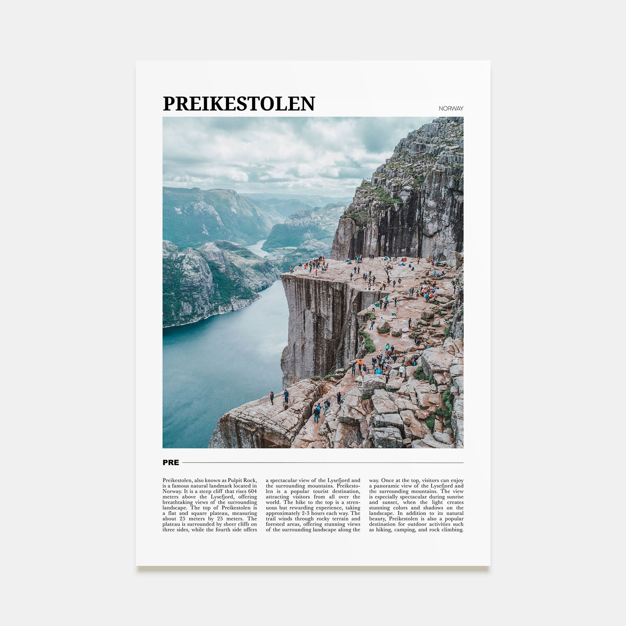 Preikestolen Travel Color Poster