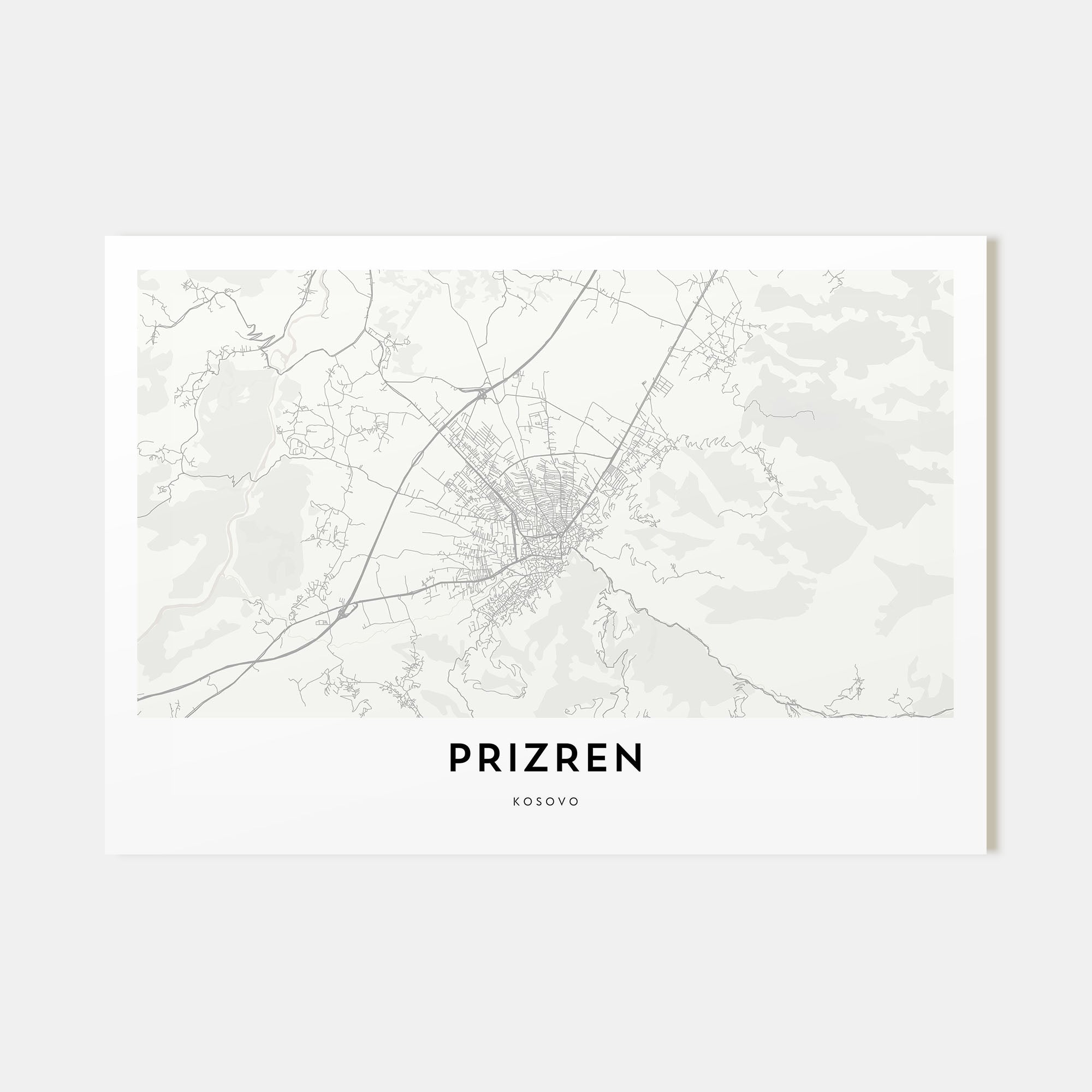 Prizren Map Landscape Poster