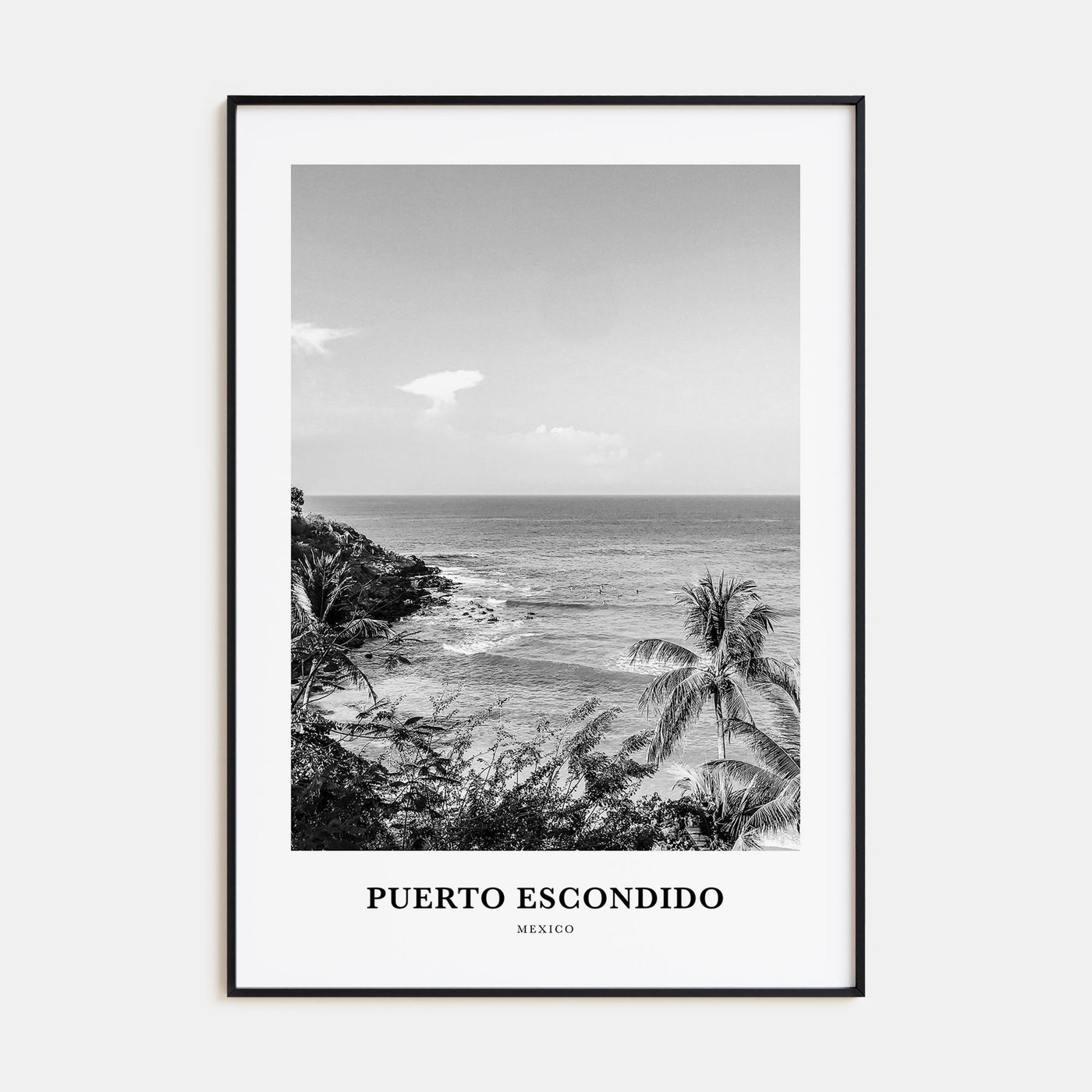 Puerto Escondido Portrait B&W Poster