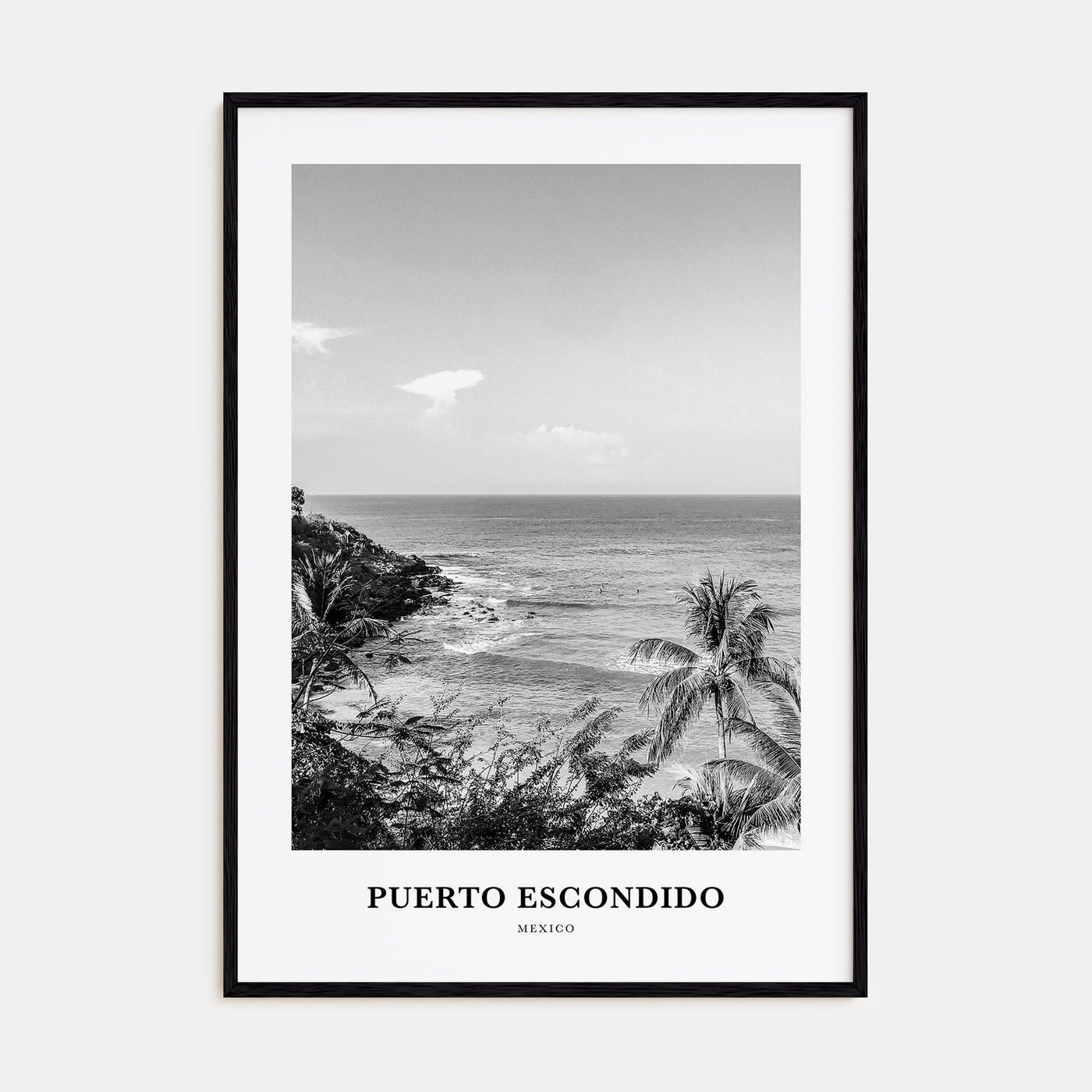 Puerto Escondido Portrait B&W Poster