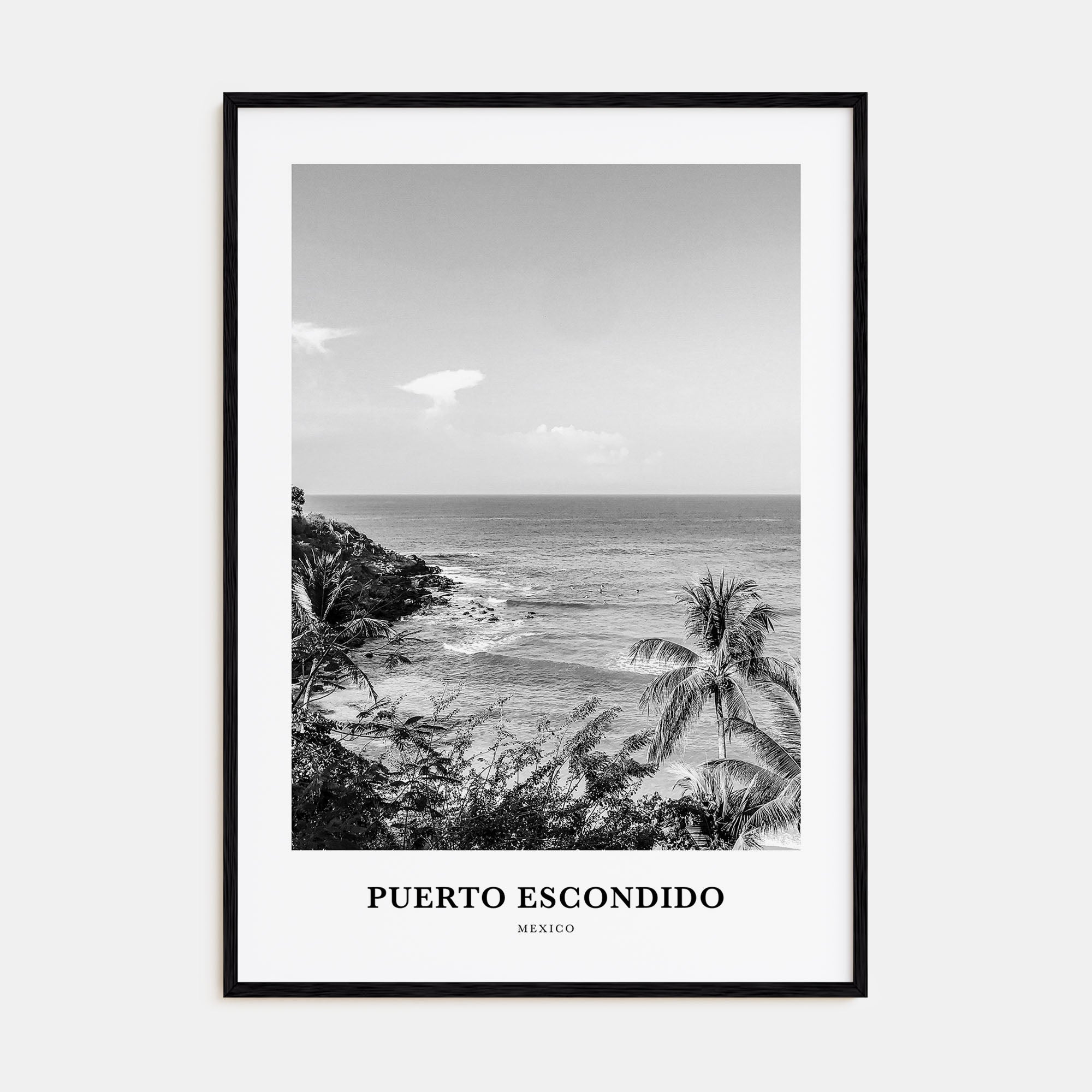 Puerto Escondido Portrait B&W Poster