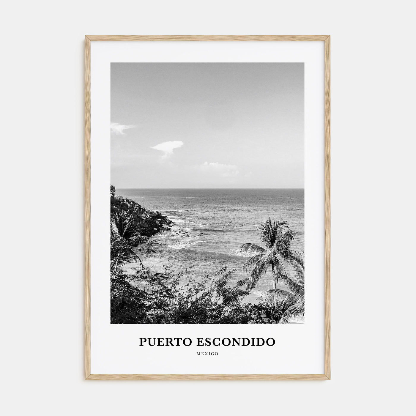 Puerto Escondido Portrait B&W Poster