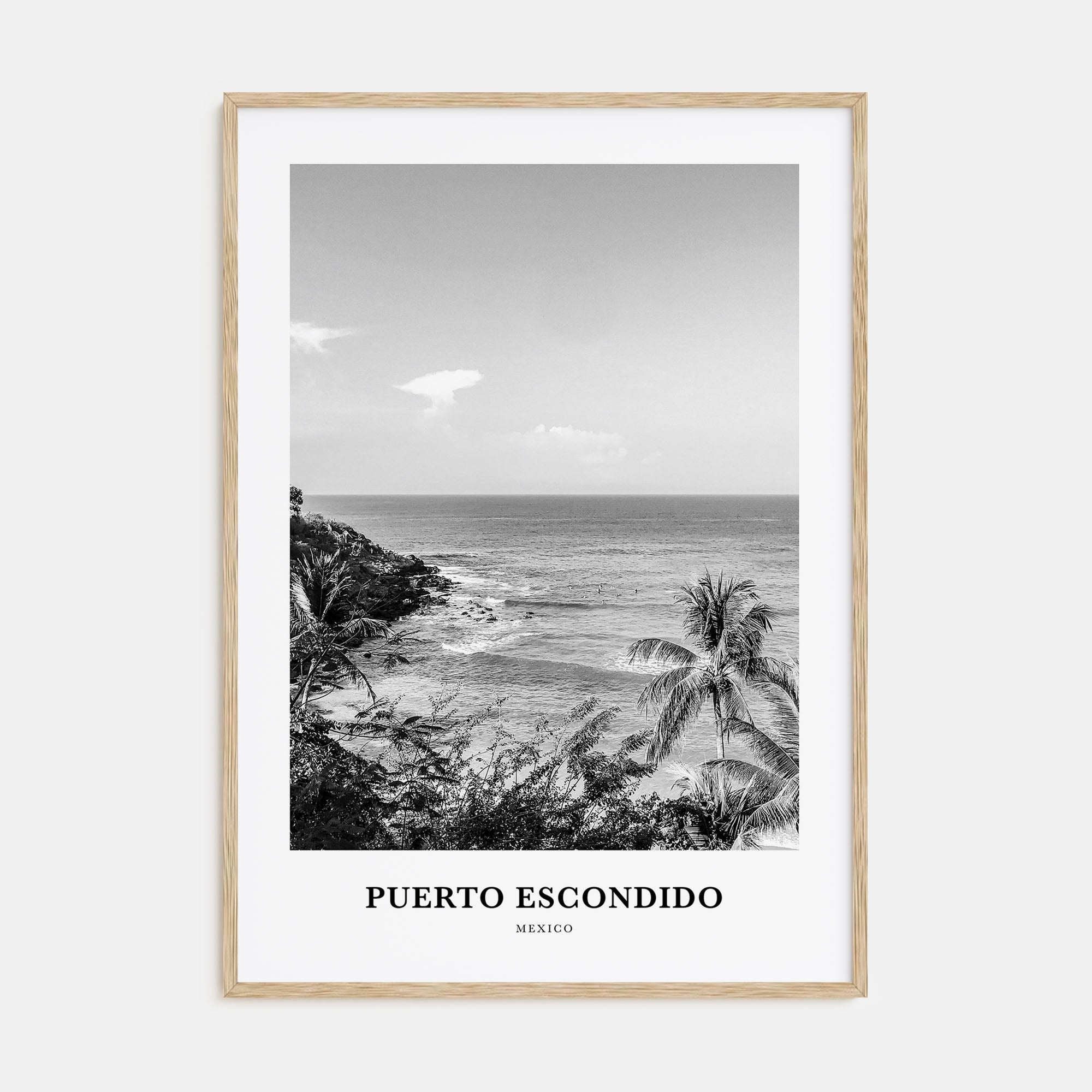 Puerto Escondido Portrait B&W Poster