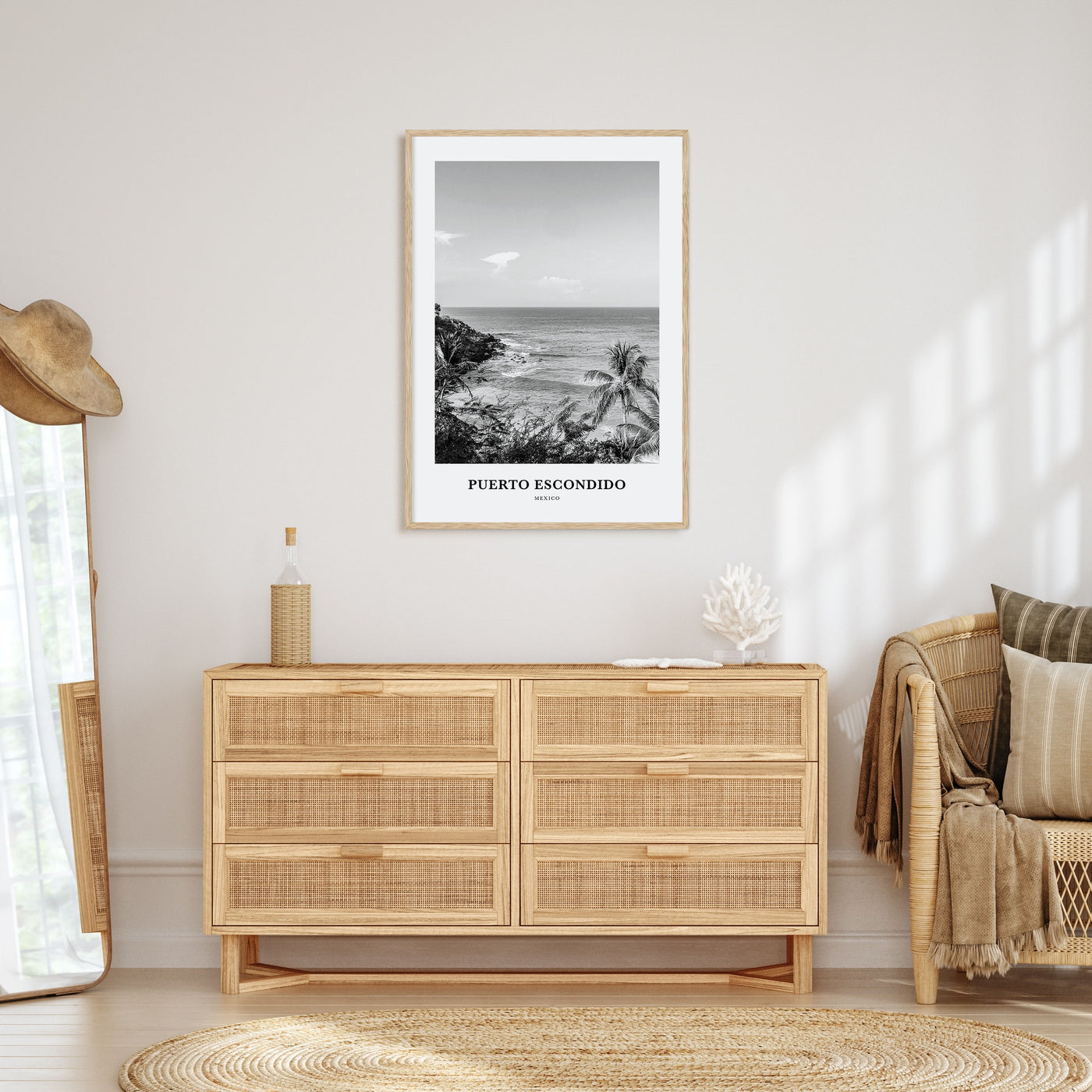 Puerto Escondido Portrait B&W Poster