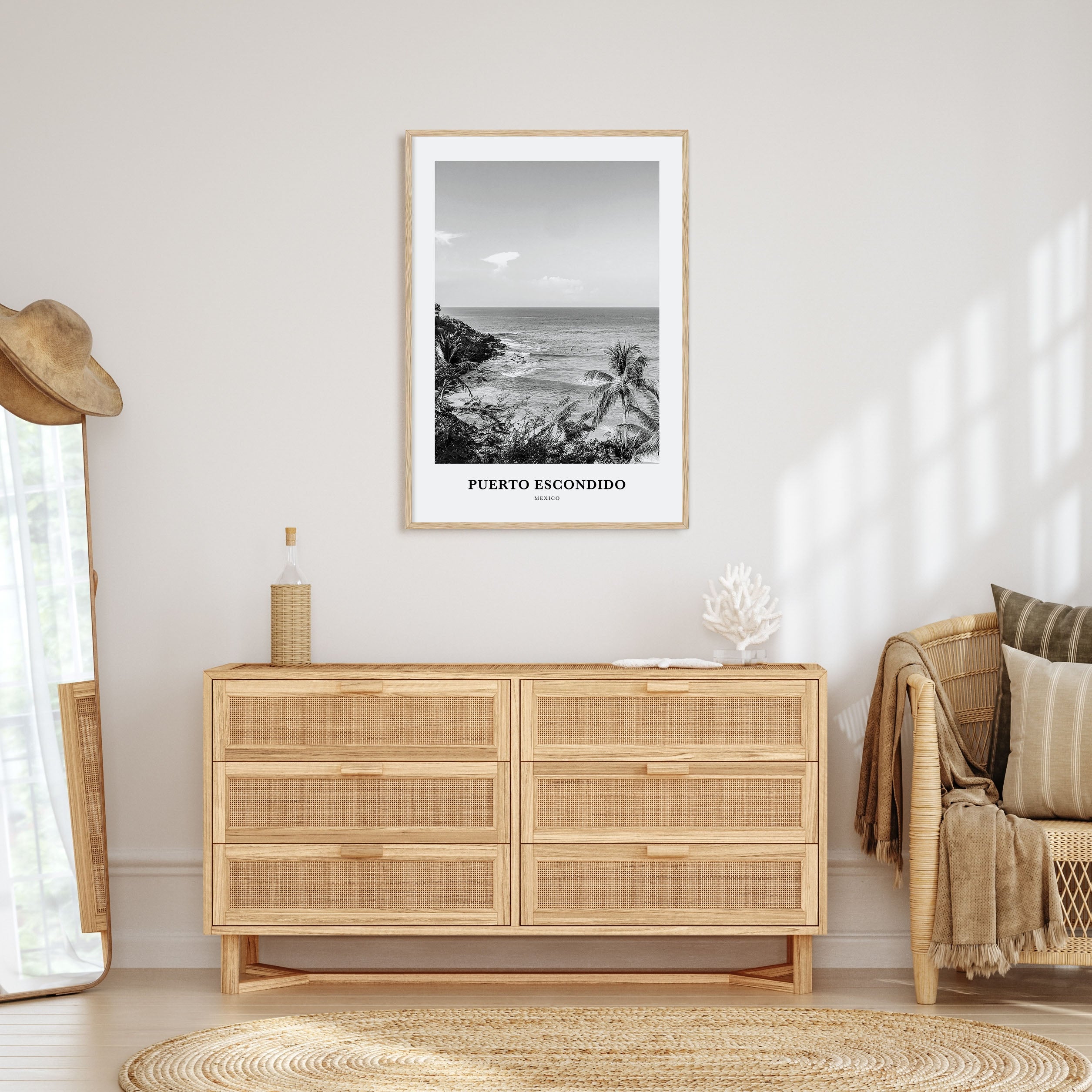 Puerto Escondido Portrait B&W Poster