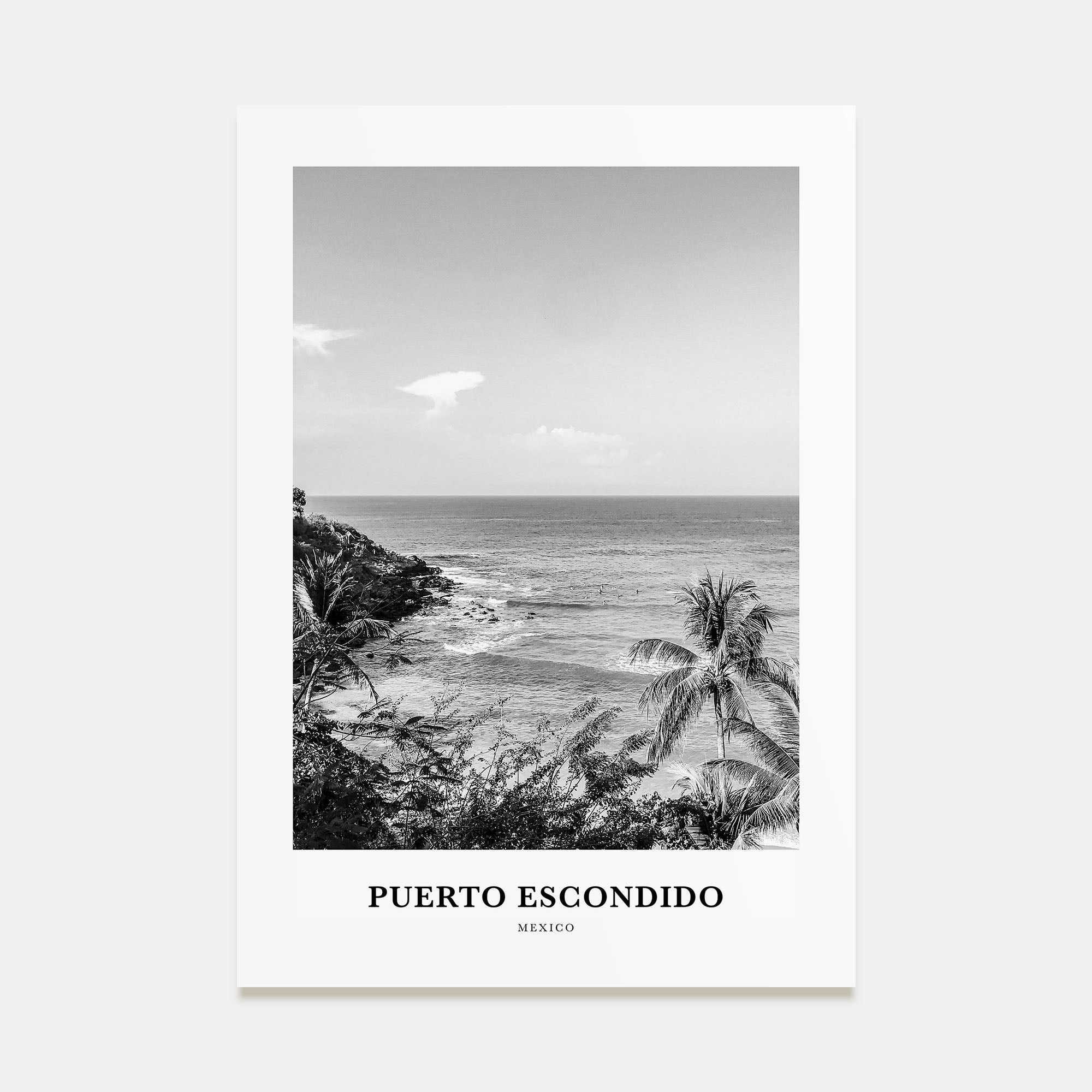 Puerto Escondido Portrait B&W Poster