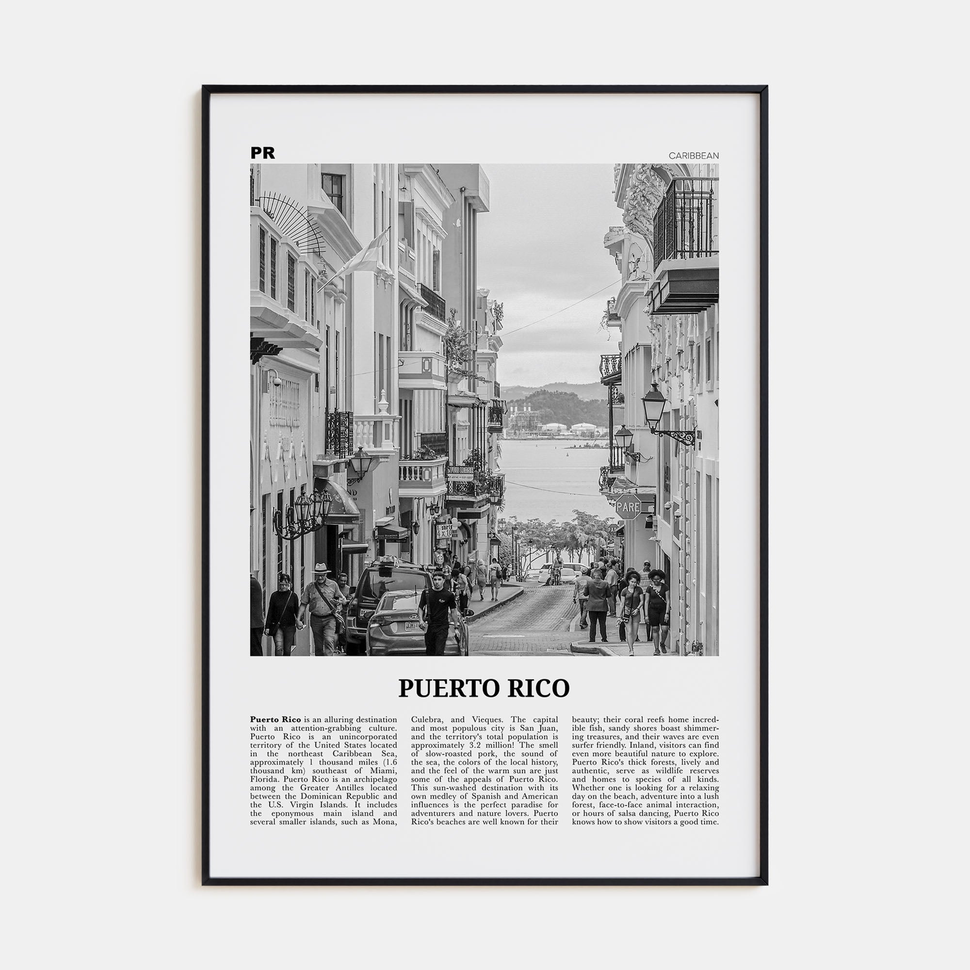Puerto Rico Travel B&W No 2 Poster