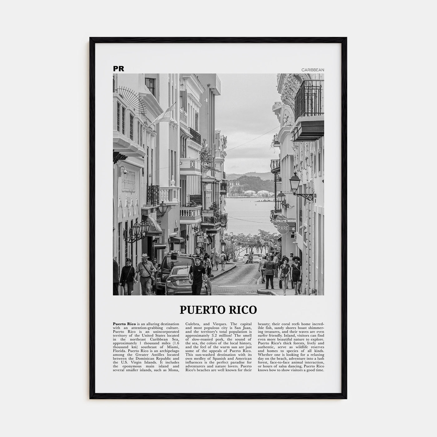 Puerto Rico Travel B&W No 2 Poster