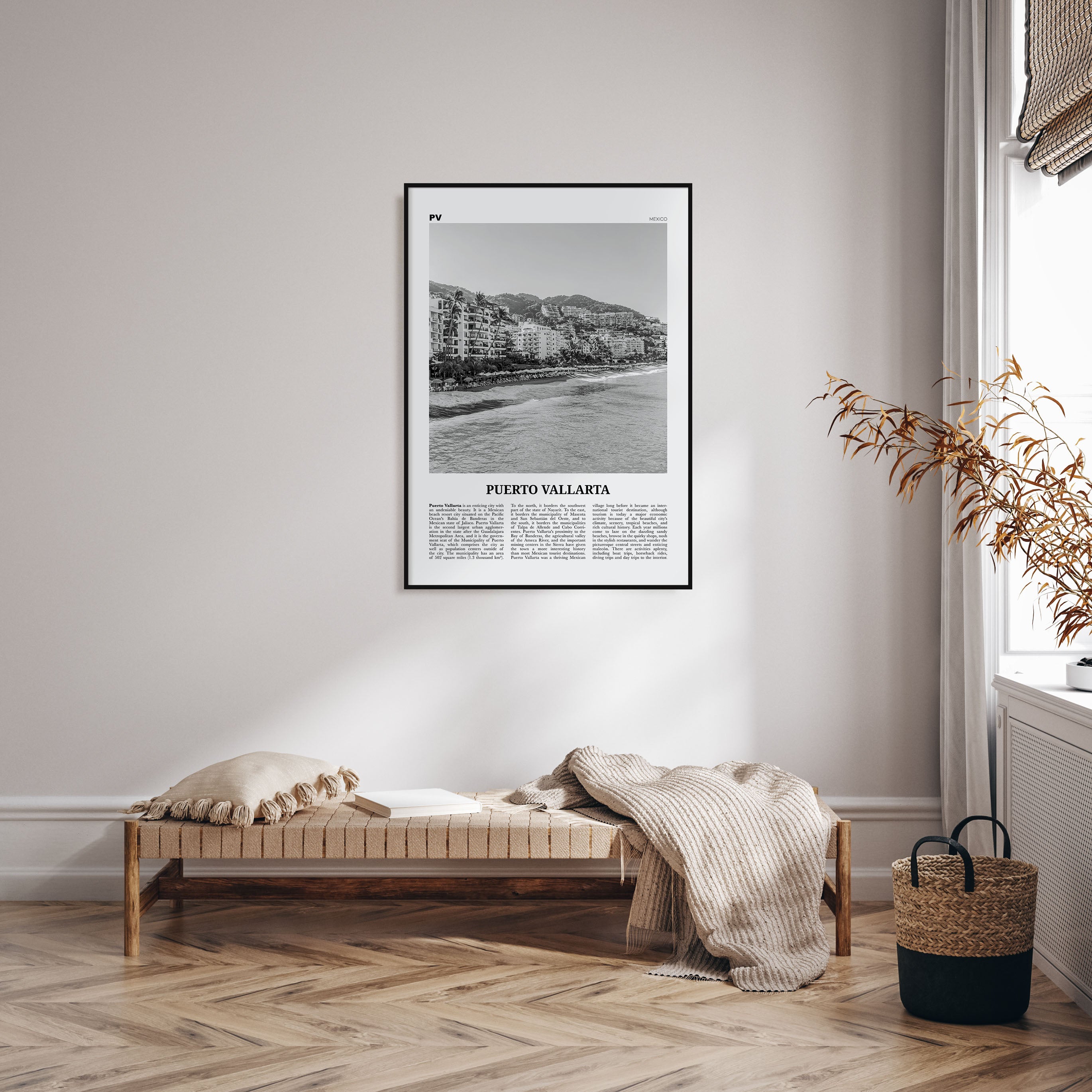 Puerto Vallarta Travel B&W Poster