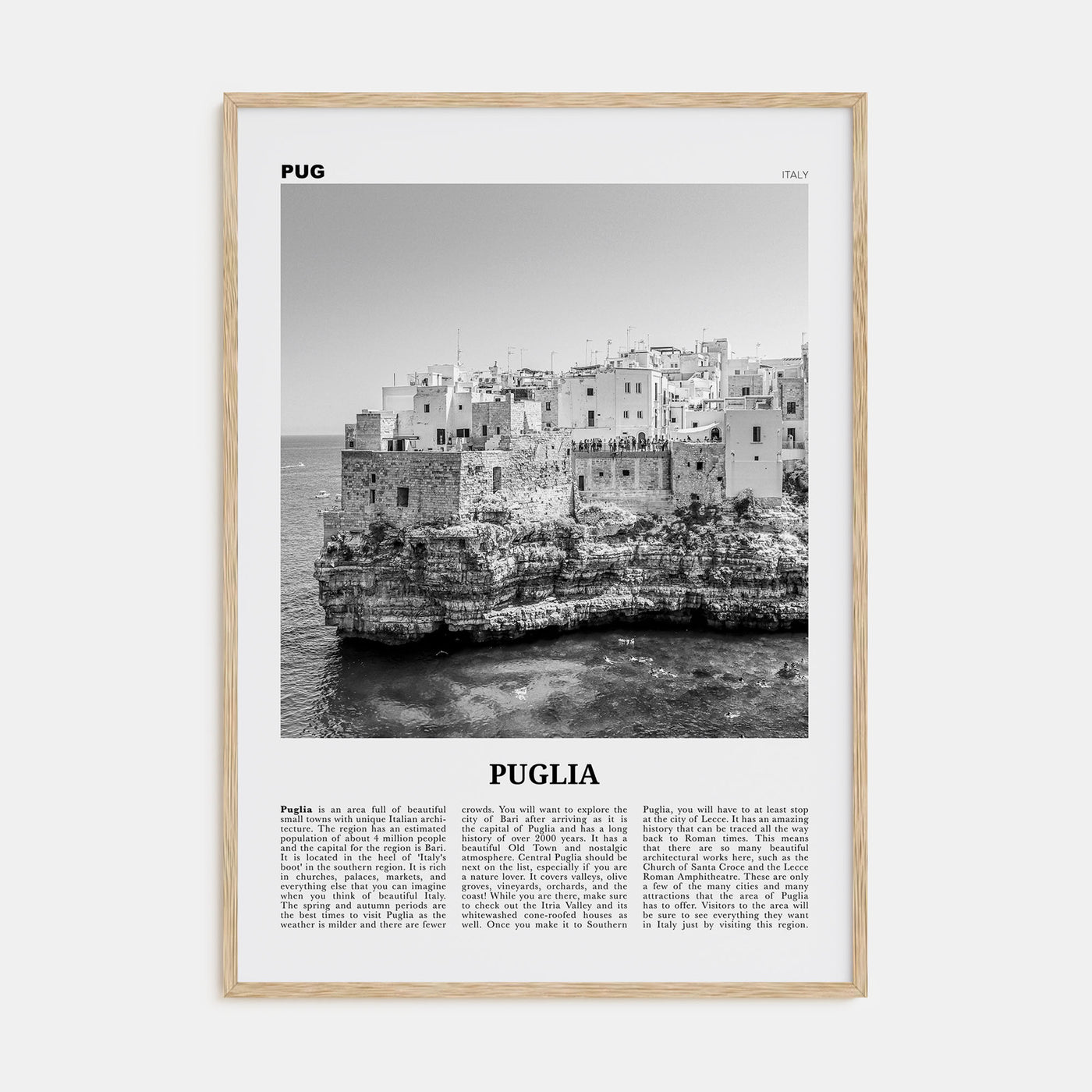 Puglia Travel B&W Poster