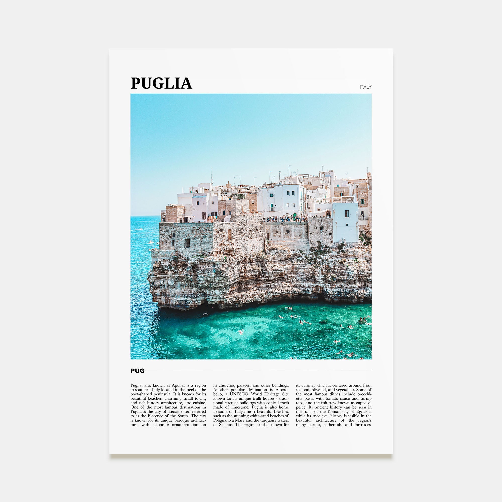 Puglia Travel Color Poster